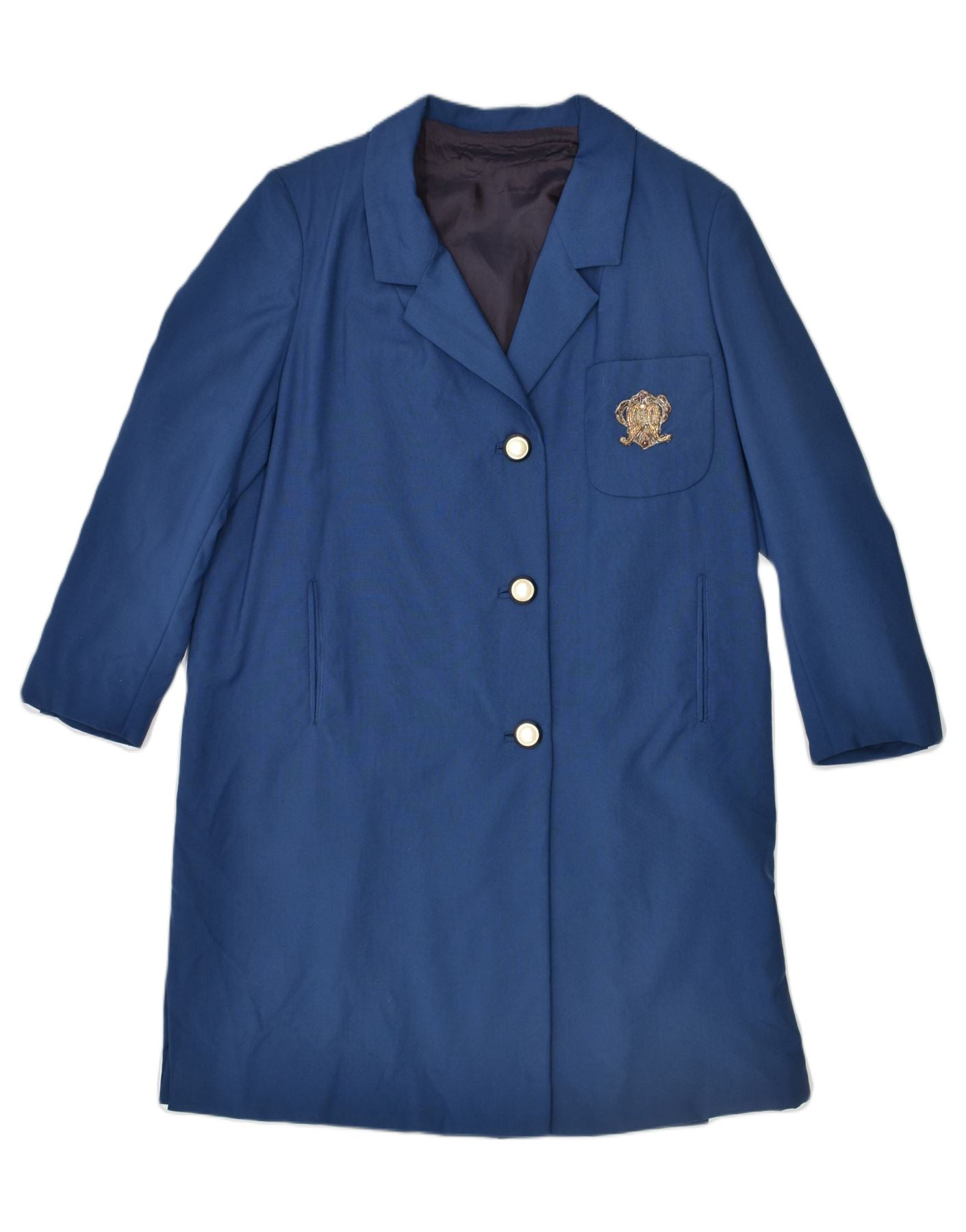 image of VINTAGE Womens Overcoat UK 16 Large Blue