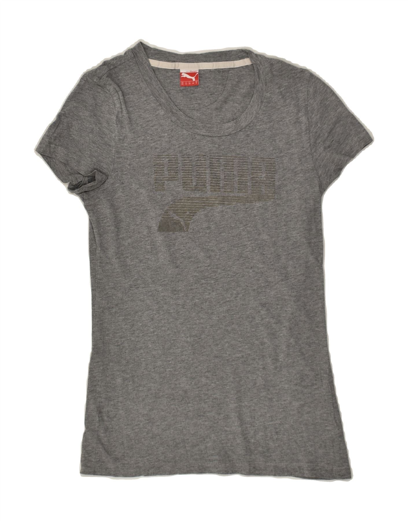 image of PUMA Womens Graphic T-Shirt Top UK 8 Small  Grey Cotton