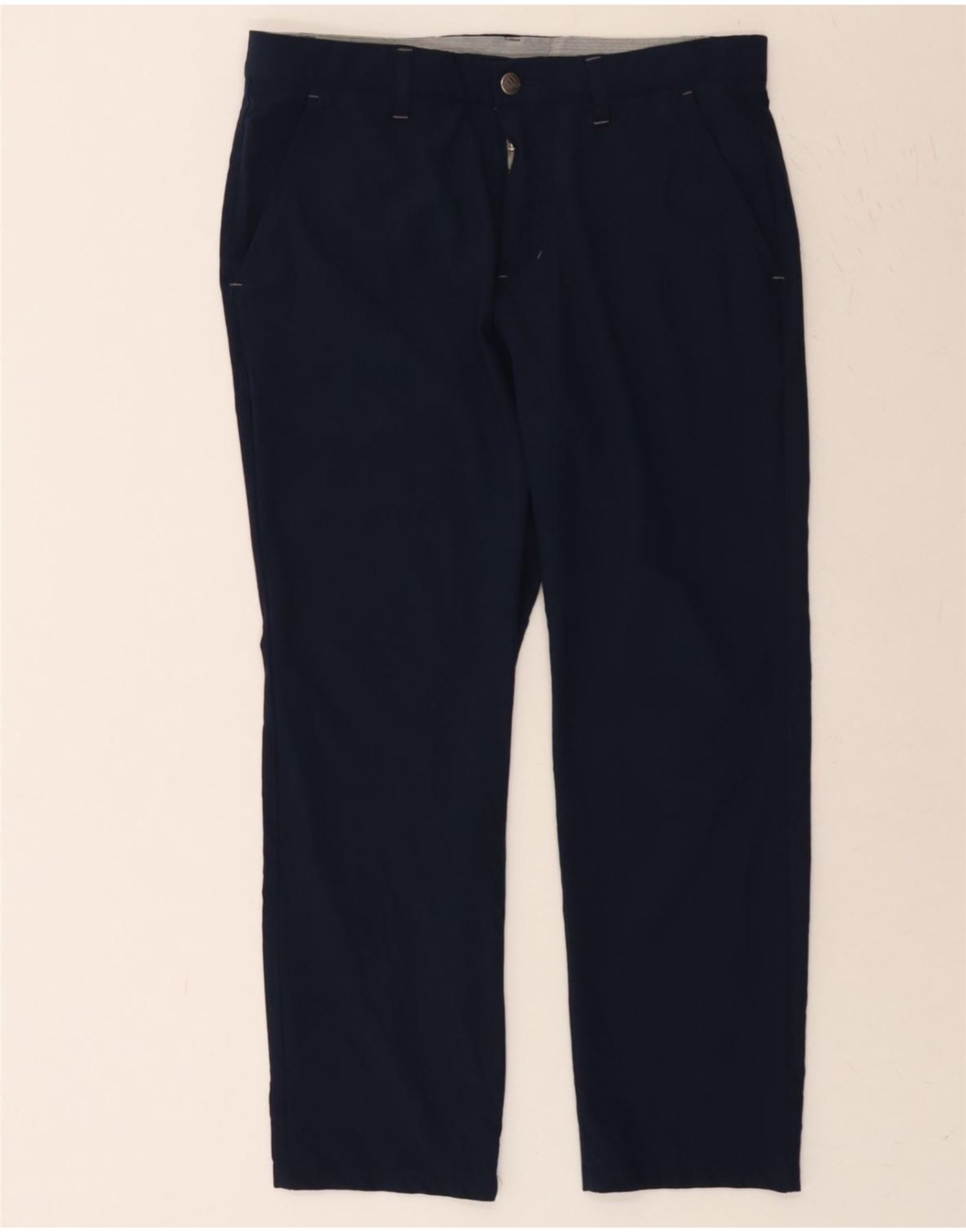 image of ADIDAS Mens Slim Chino Trousers W32 L26 Navy Blue Polyester
