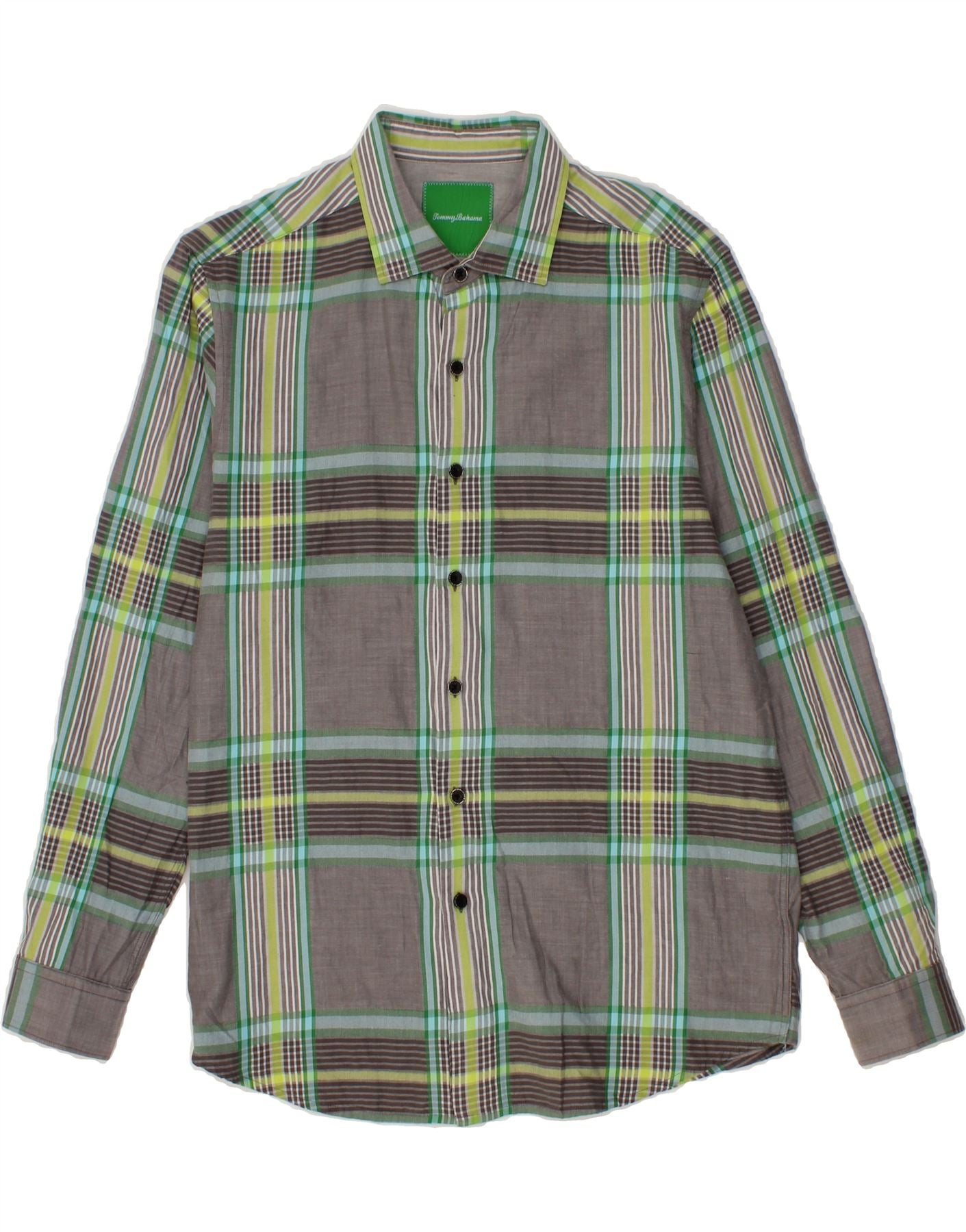 image of TOMMY BAHAMA Mens Shirt Medium Grey Plaid Cotton