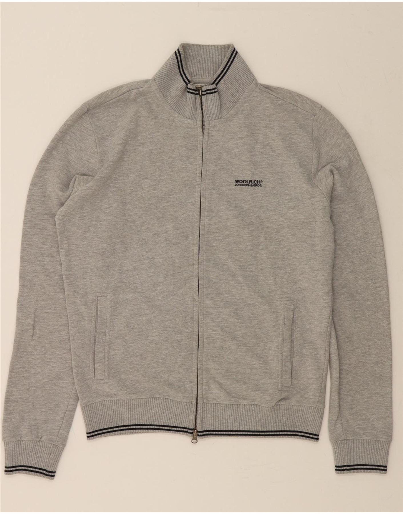 image of WOOLRICH Mens Tracksuit Top Jacket Large Grey Cotton