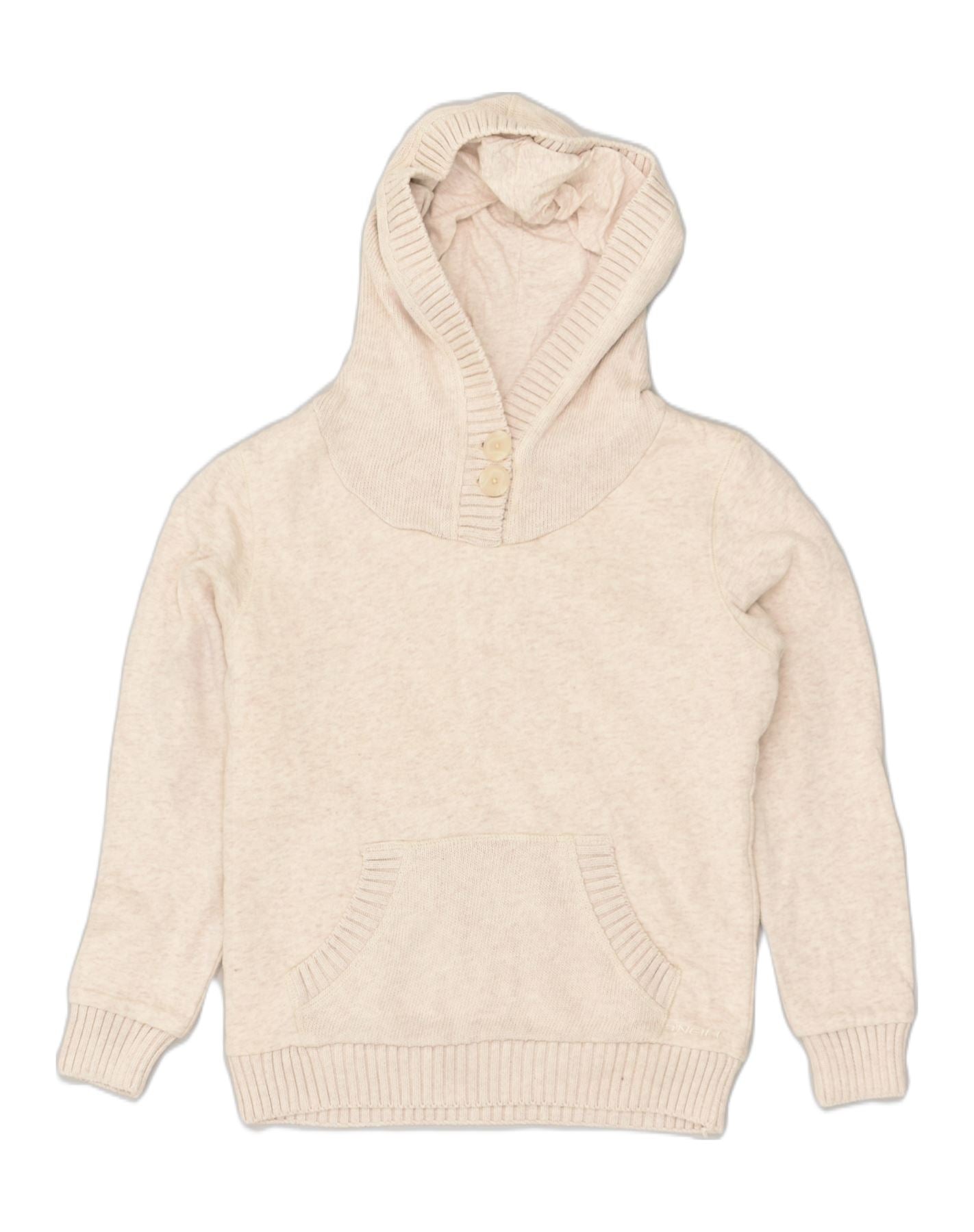 image of O'NEILL Womens Sherpa Hoodie Jumper UK 8 Small Beige Cotton