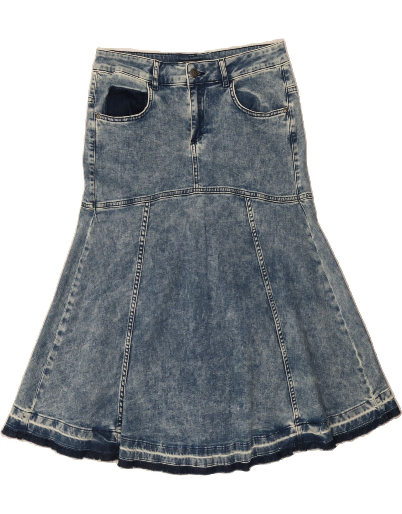 image of SISLEY Womens Denim Skirt W28 Medium Blue Cotton