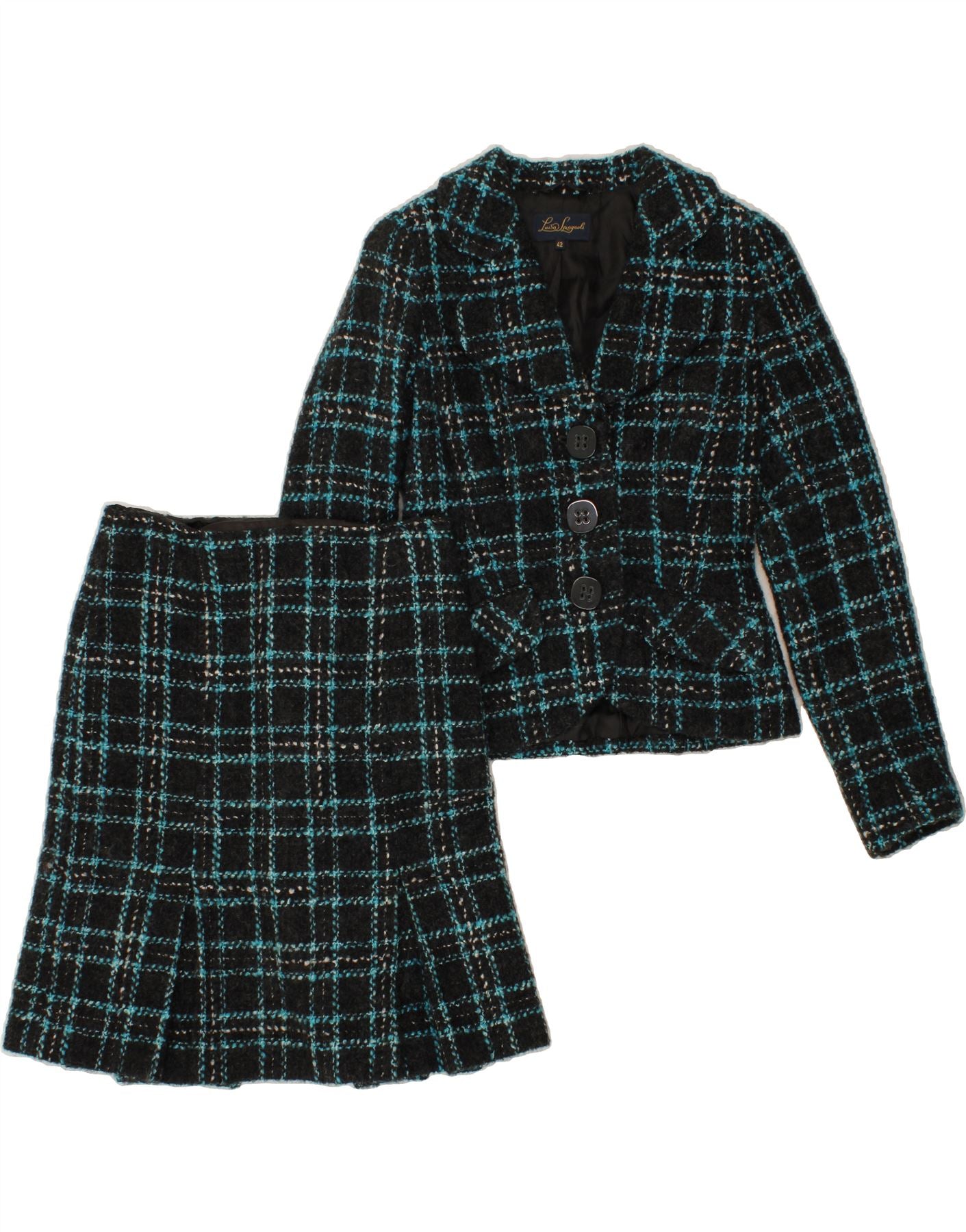 image of LUISA SPAGNOLI Womens 3 Button 2 Piece Skirt Set IT 42 Medium W28 Black