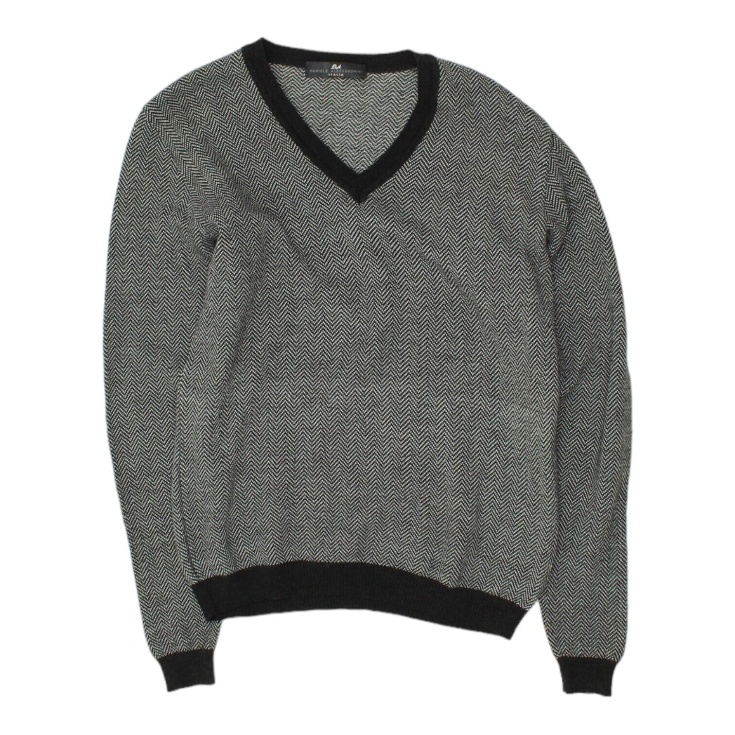 image of Daniele Alessandrini Mens Grey Wool Knit Jumper | Vintage Designer Sweater VTG