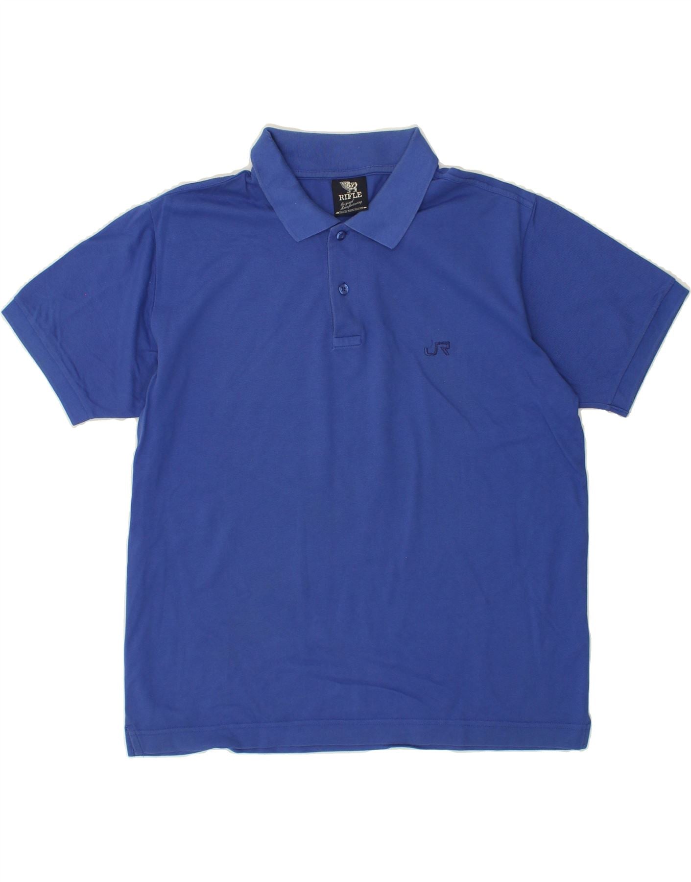 Image of RIFLE Mens Polo Shirt Large Blue Cotton