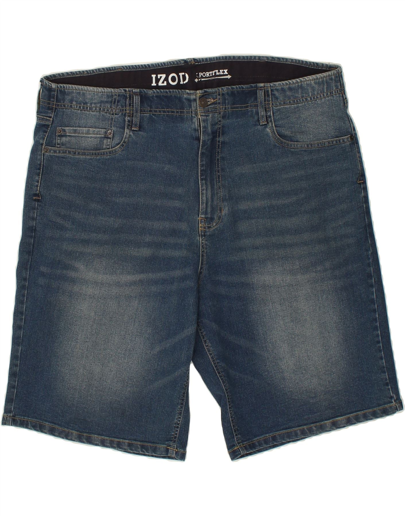 image of IZOD Mens Classic Fit Denim Shorts W42 2XL Blue Cotton