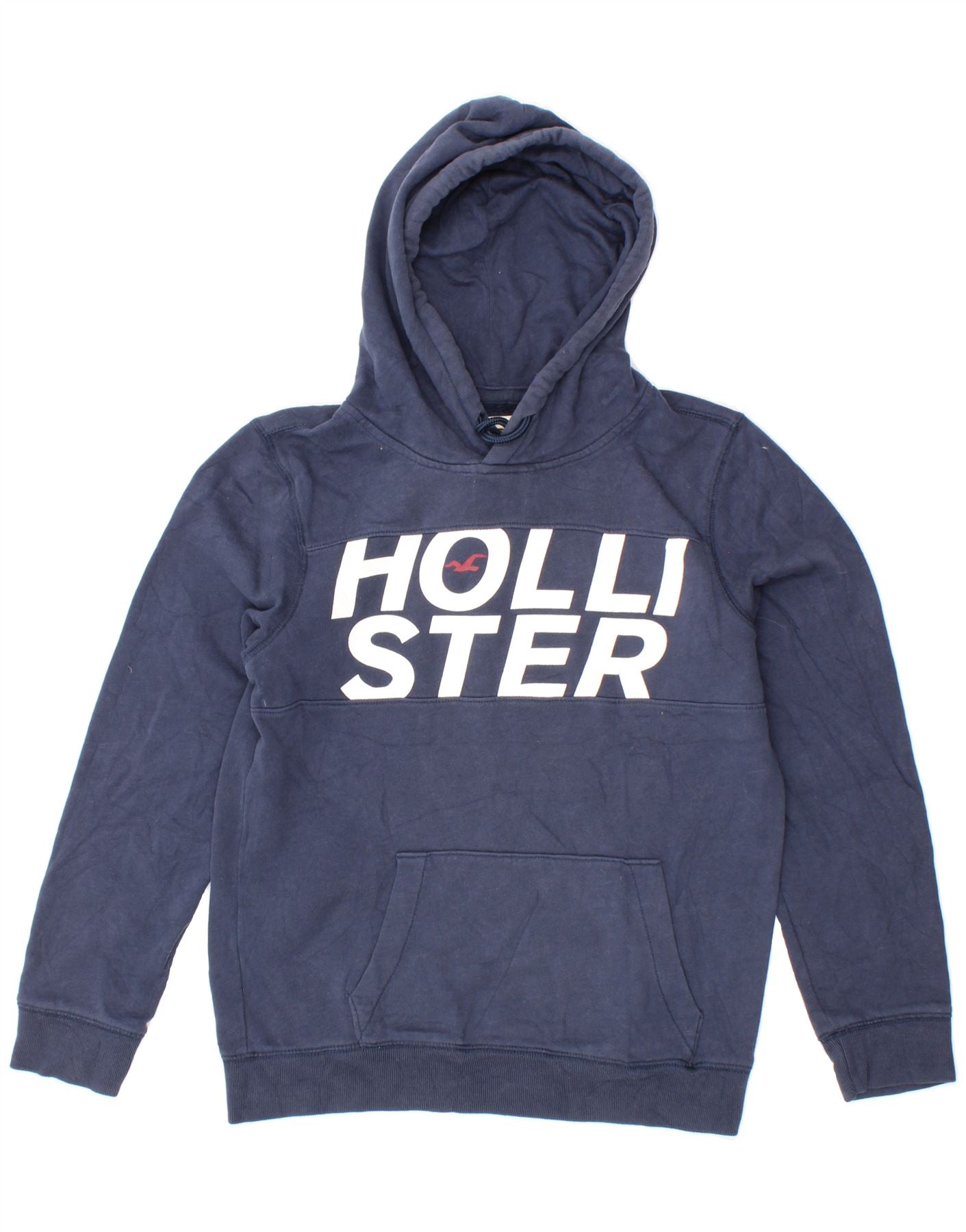 image of HOLLISTER Mens California Graphic Hoodie Jumper Small Navy Blue Cotton