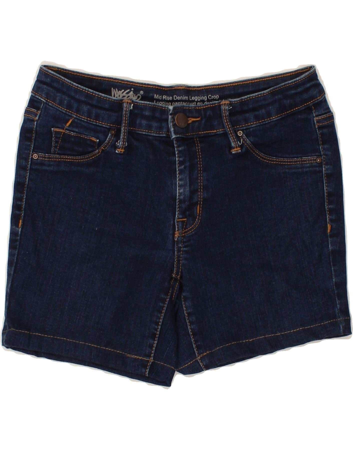 image of MOSSIMO Womens Mid Rise Denim Shorts US 4 Small W27  Blue Cotton