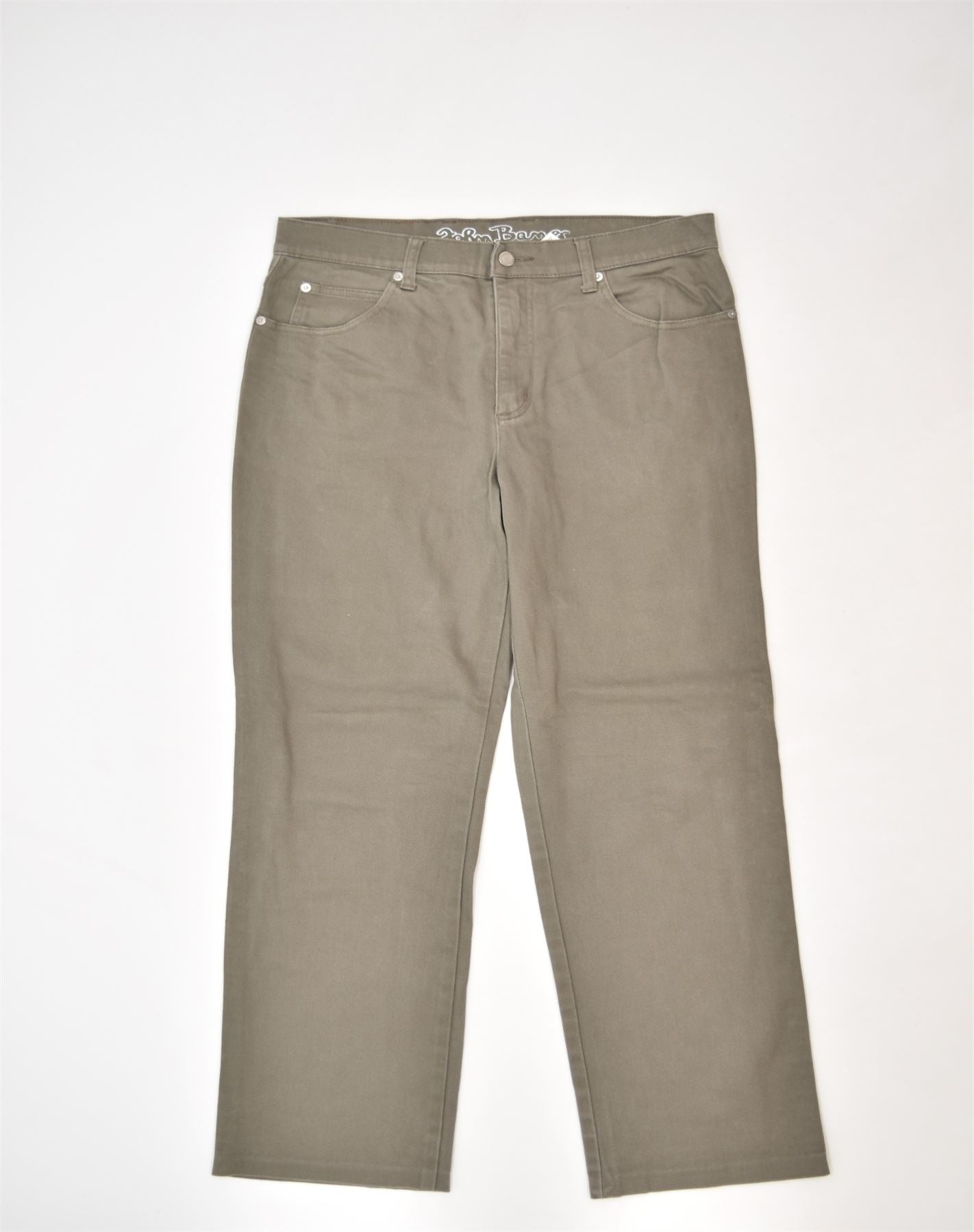 image of JOHN BANER Mens Tapered Casual Trousers W33 L31 Khaki Cotton