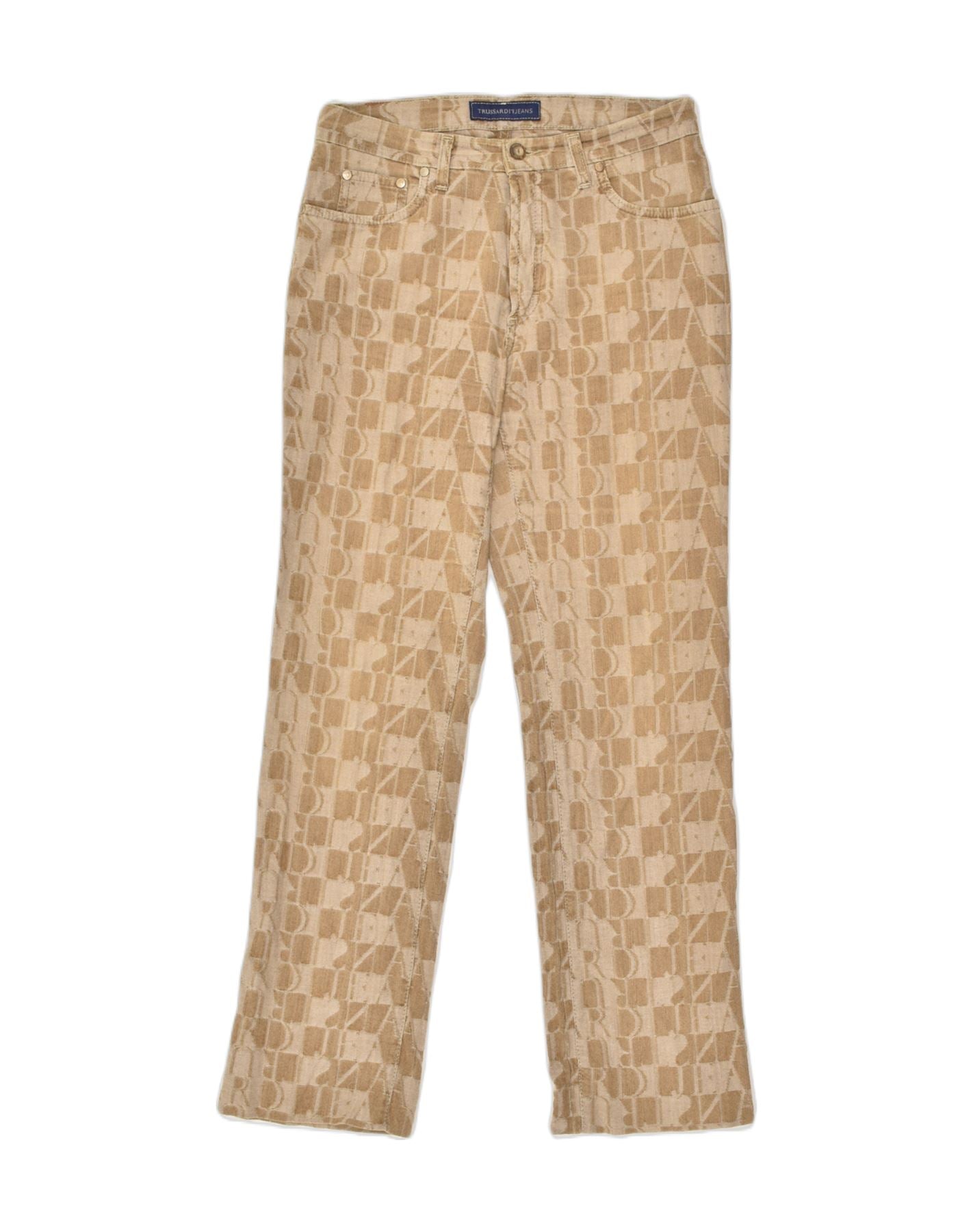 image of TRUSSARDI Womens Crazy Pattern Straight Casual Trousers W28 L30 Beige