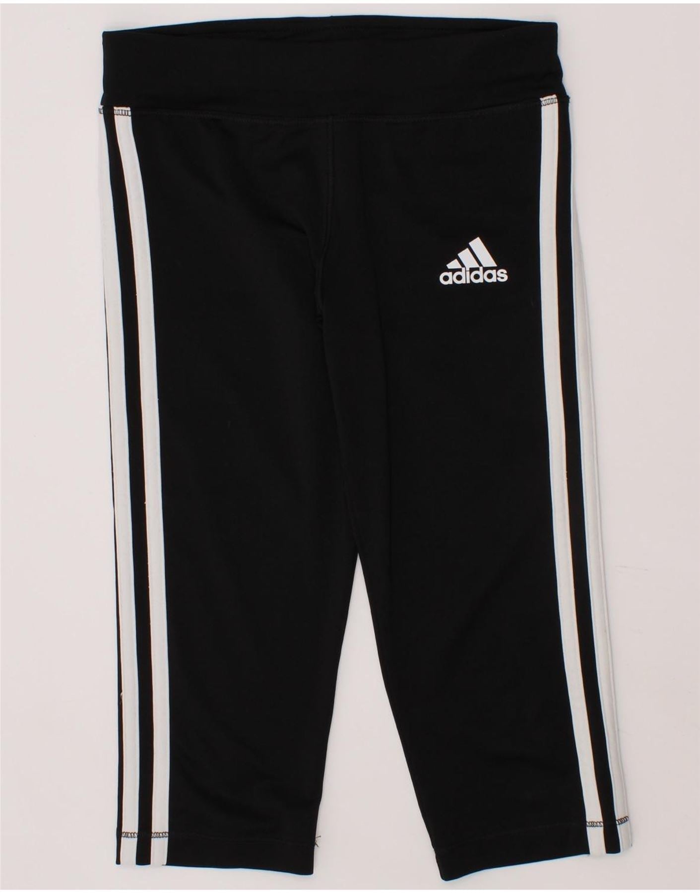 Image of ADIDAS Girls Climalite Capri Leggings 9-10 Years Black Polyester