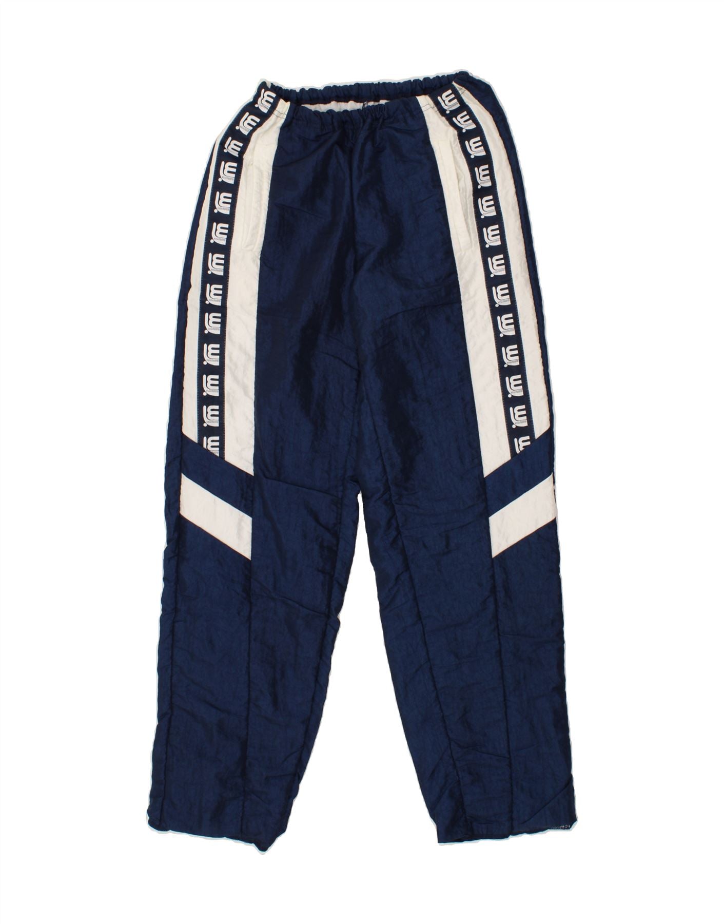 image of VINTAGE Mens Graphic Tracksuit Trousers IT 46 Small Navy Blue Colourblock