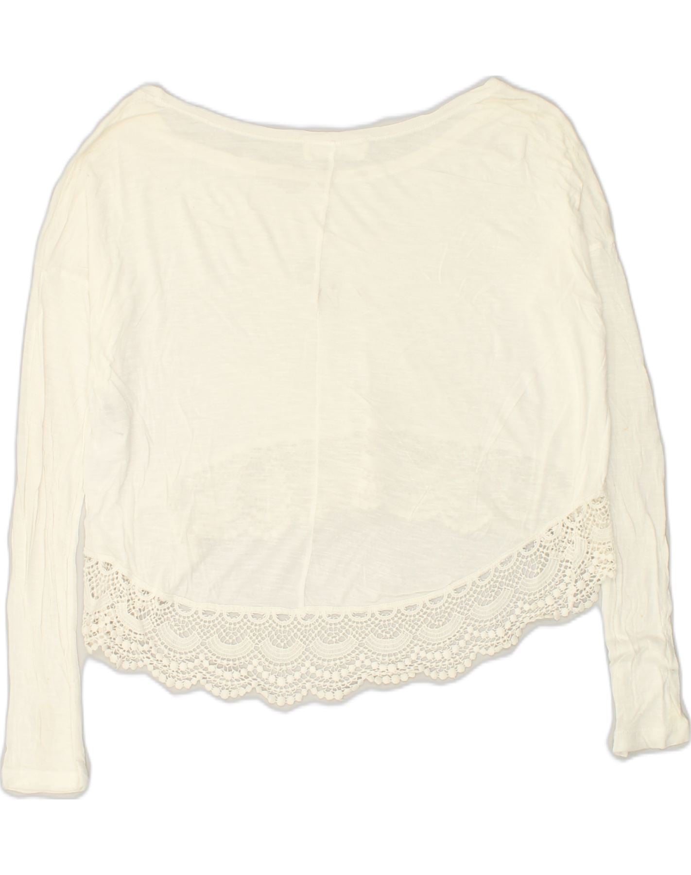 ABERCROMBIE & FITCH Womens Long Sleeve Blouse Top UK 6 XS Off White