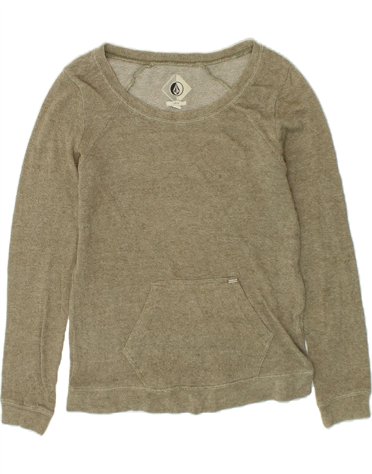 image of VOLCOM Womens Sweatshirt Jumper UK 14 Large Khaki