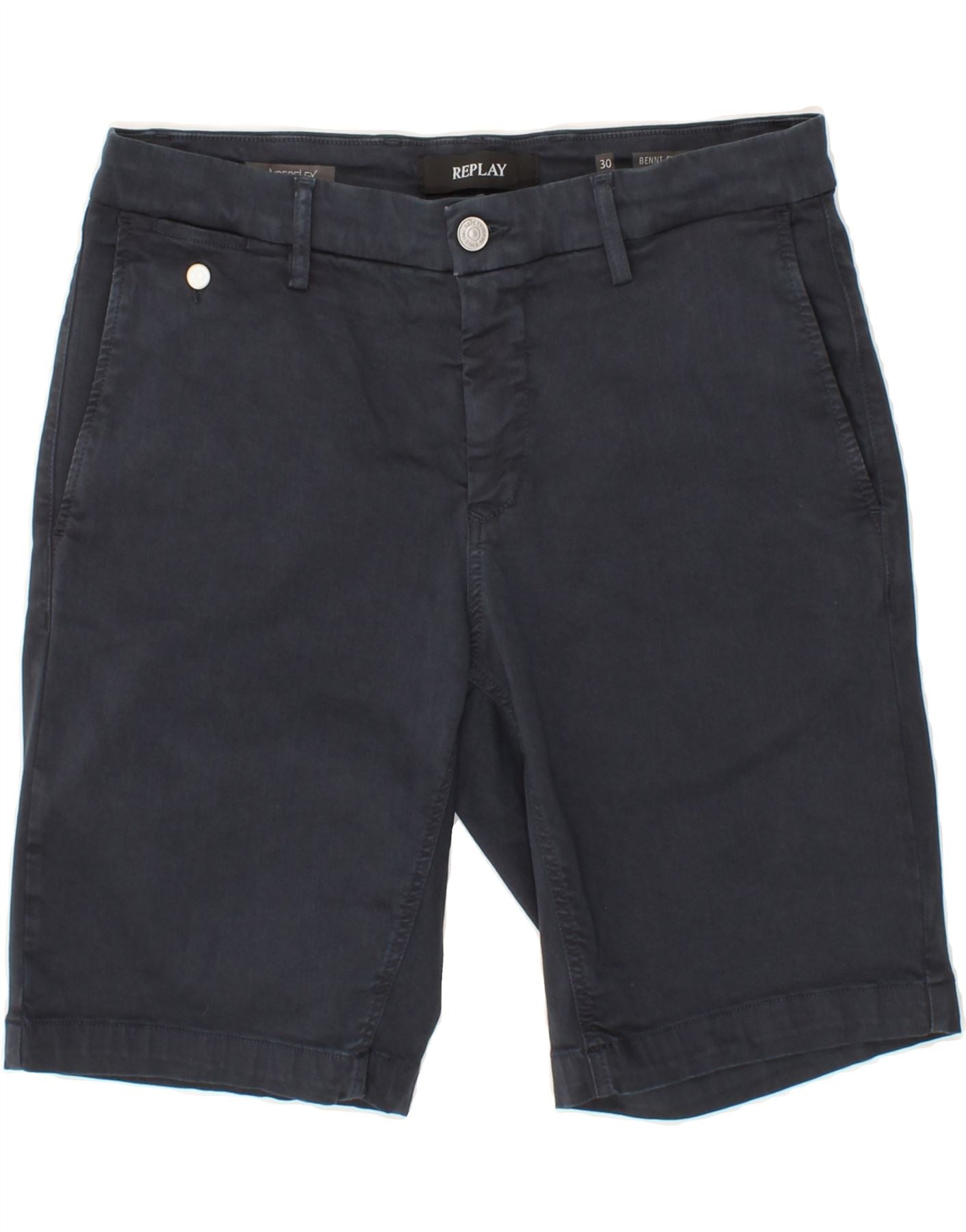 image of REPLAY Mens Chino Shorts W30 Medium Navy Blue Cotton