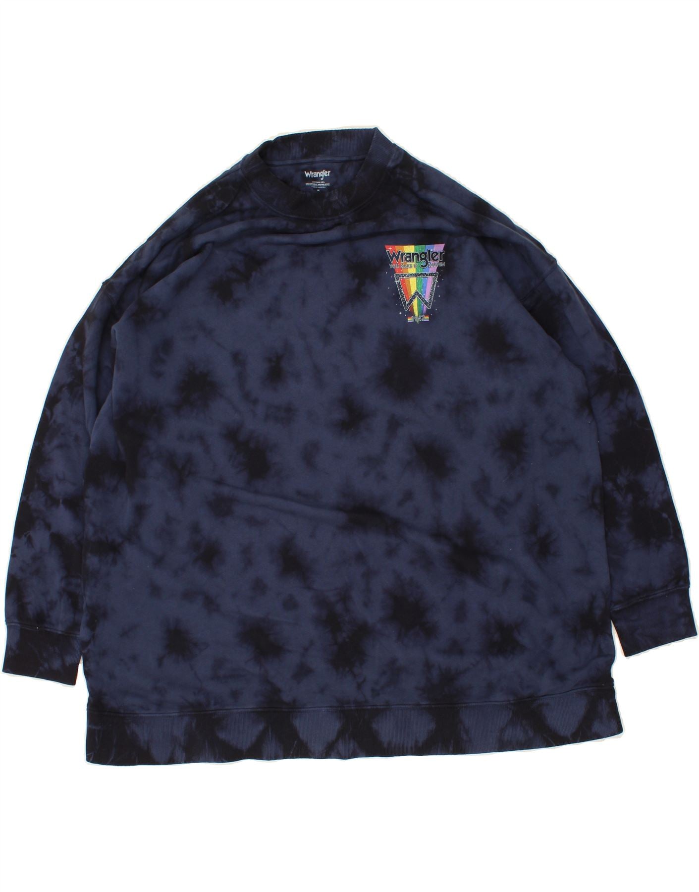 image of WRANGLER Mens Oversized Sweatshirt Jumper Medium Navy Blue Tie Dye Cotton