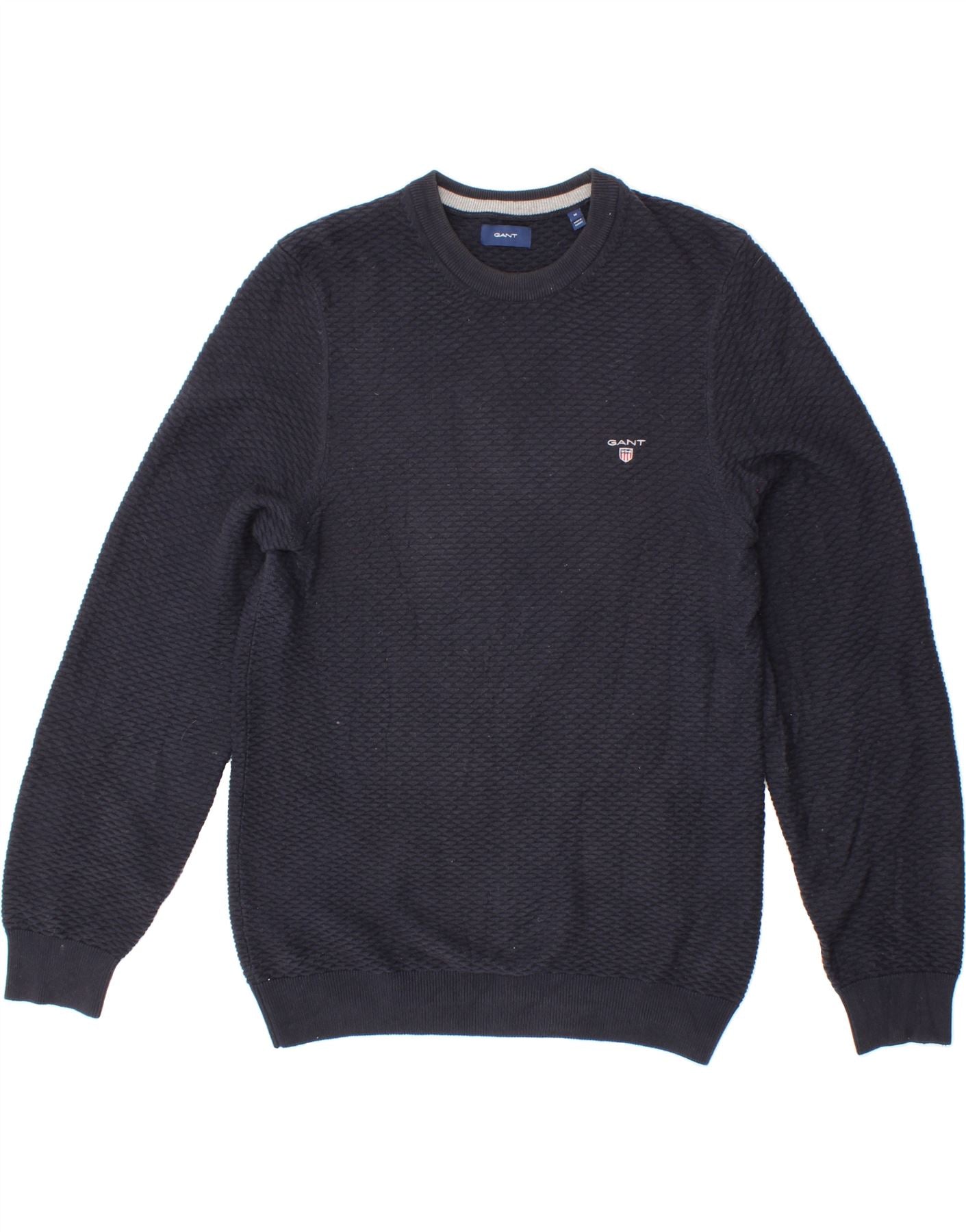 Image of GANT Mens Crew Neck Jumper Sweater Medium Navy Blue Cotton