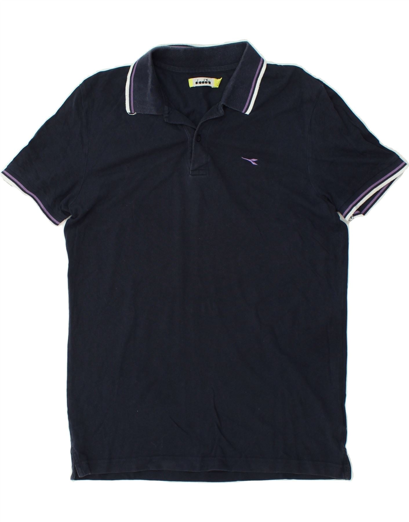 image of DIADORA Mens Polo Shirt Large Navy Blue Cotton