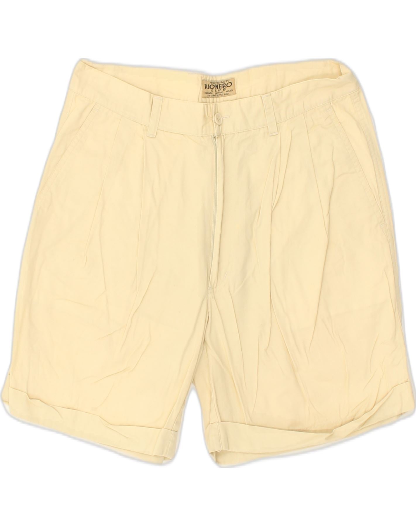 image of RIONERO Womens High Waist Pegged Chino Shorts IT 50 XL W32 Yellow Cotton