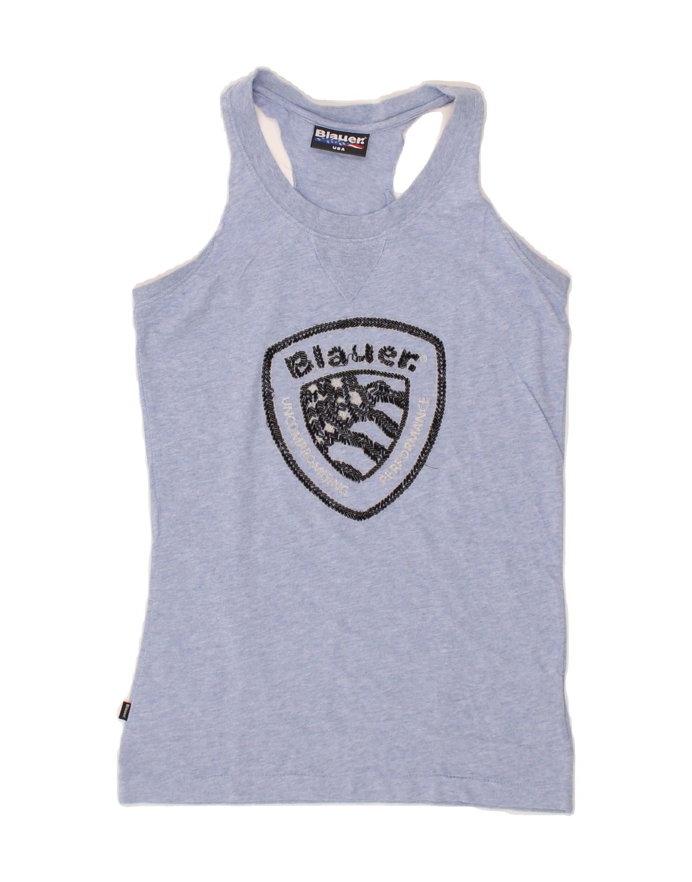 image of BLAUER Womens Graphic Vest Top UK 6 XS Purple Cotton