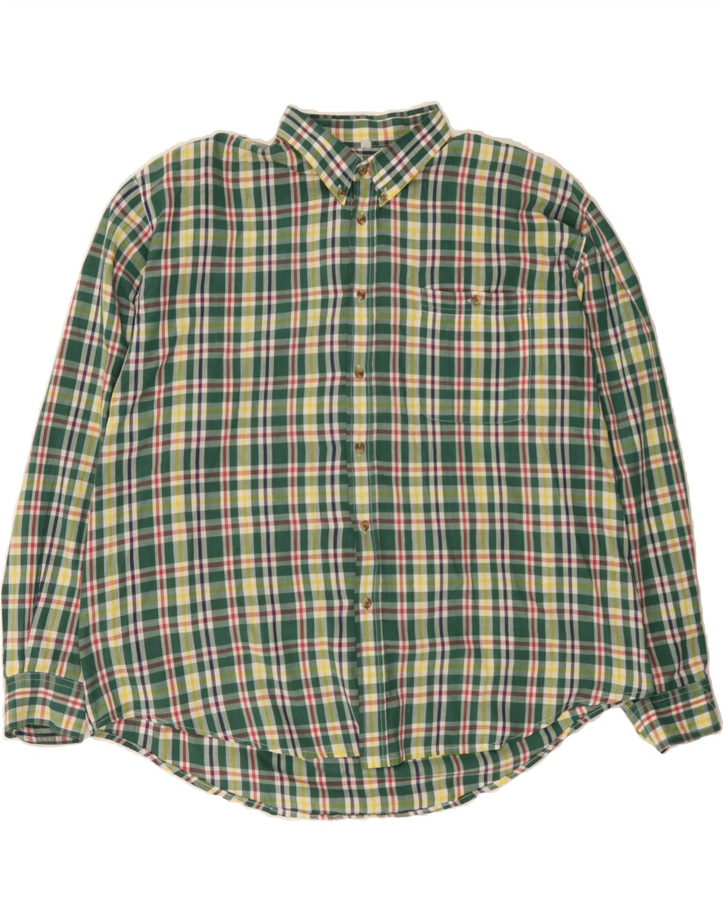 image of VINTAGE Mens Shirt Size 45/46 2XL Green Check