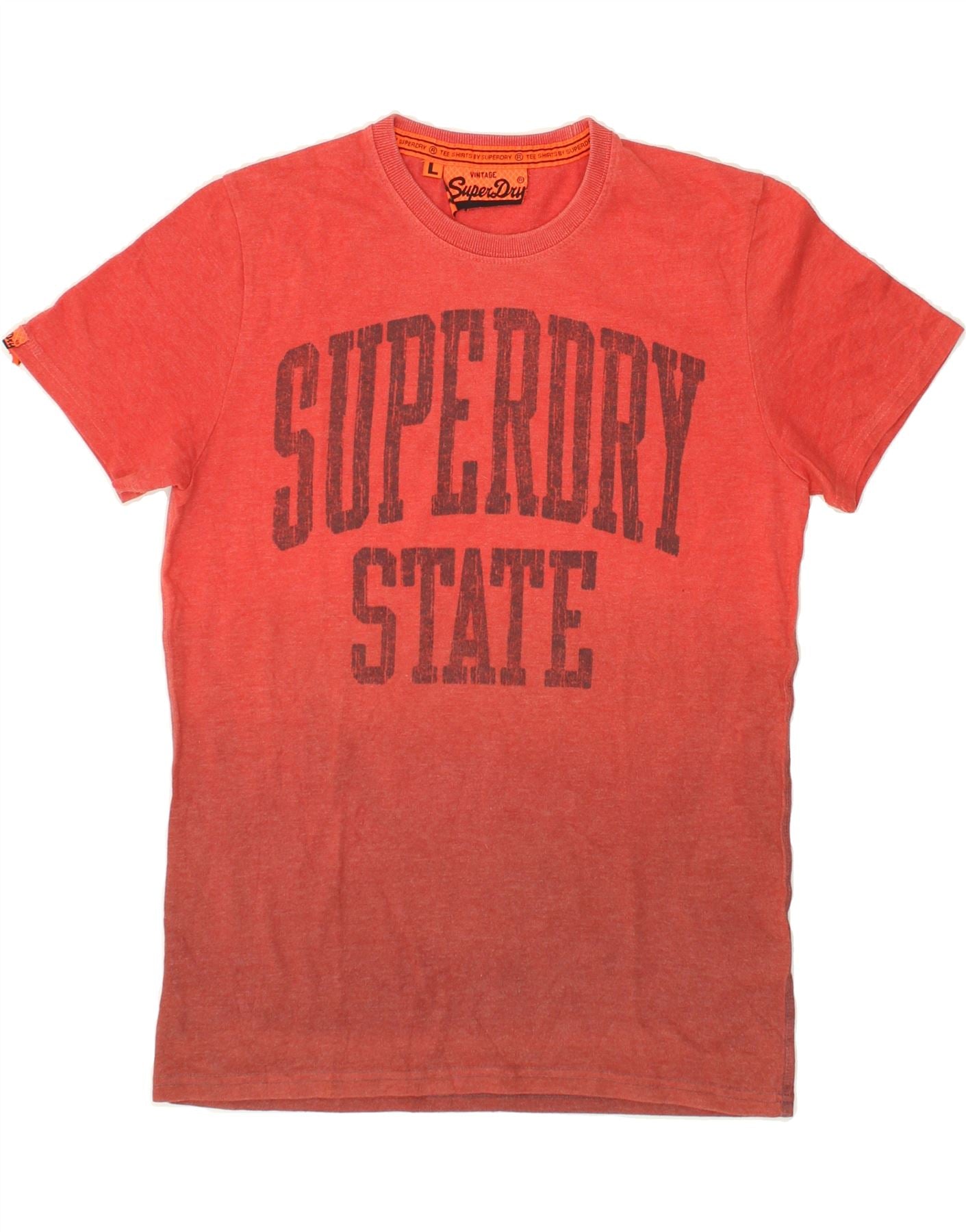 image of SUPERDRY Mens Slim Fit Graphic T-Shirt Top Large Red Cotton