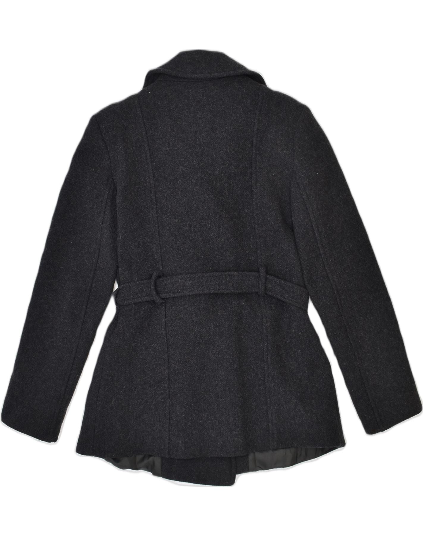 Image of TERRANOVA Womens Belted Pea Coat IT 44 Medium Grey Wool