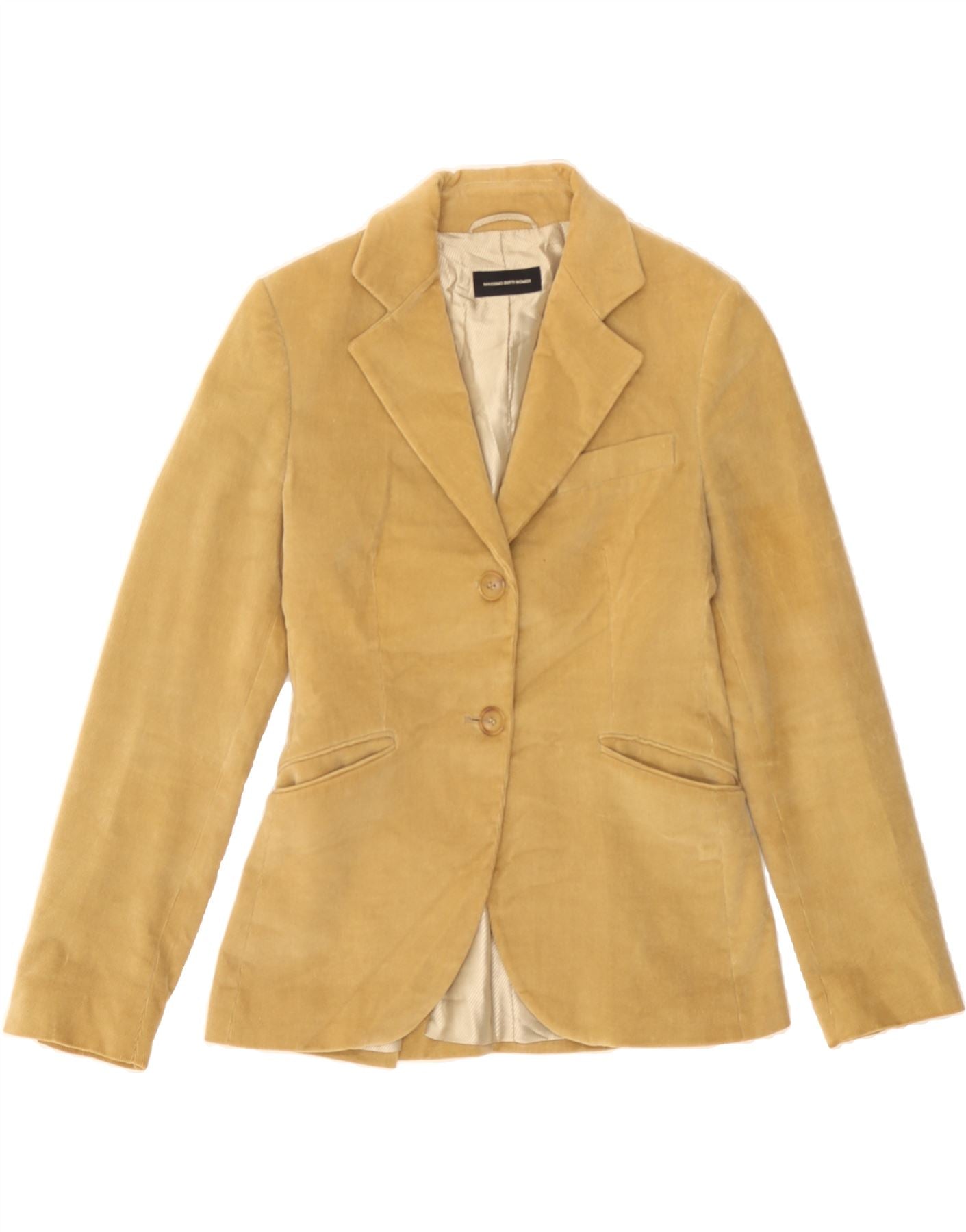 image of MASSIMO DUTTI Womens Corduroy 2 Button Blazer Jacket EU 40 Medium Beige