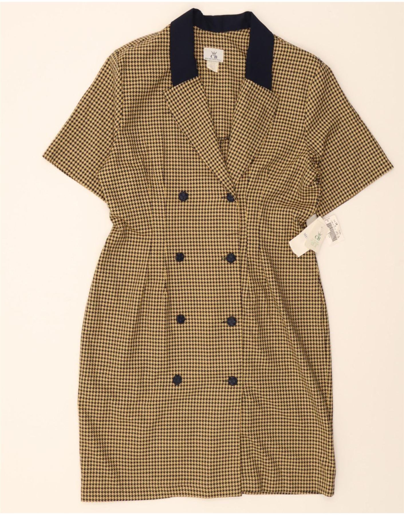 image of CB NEW YORK Womens Double Breasted Shirt Dress US 18 2XL Yellow