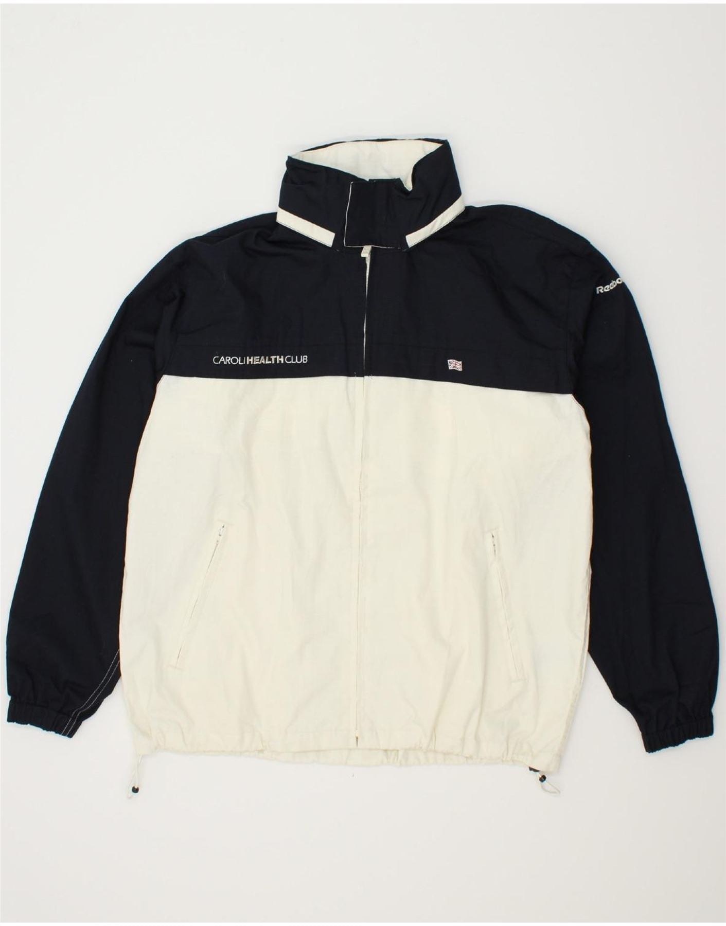 image of REEBOK Mens Graphic Hooded Tracksuit Top Jacket  XS White Colourblock