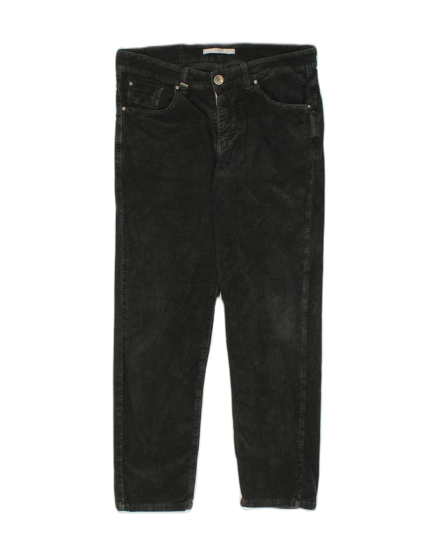 image of LIU JO Womens Tapered Corduroy Trousers IT 46 Large W32 L27  Black Cotton