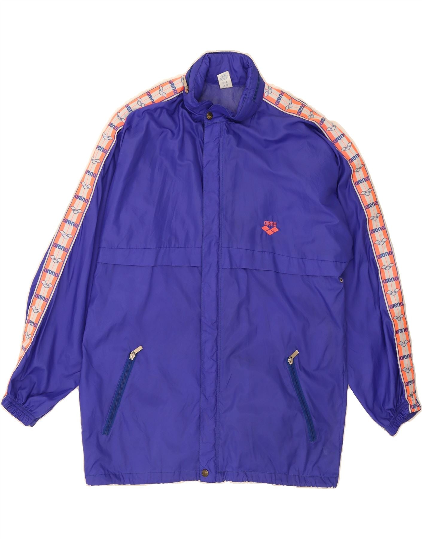 image of ARENA Mens Graphic Hooded Rain Jacket UK 36 Small Purple Polyamide