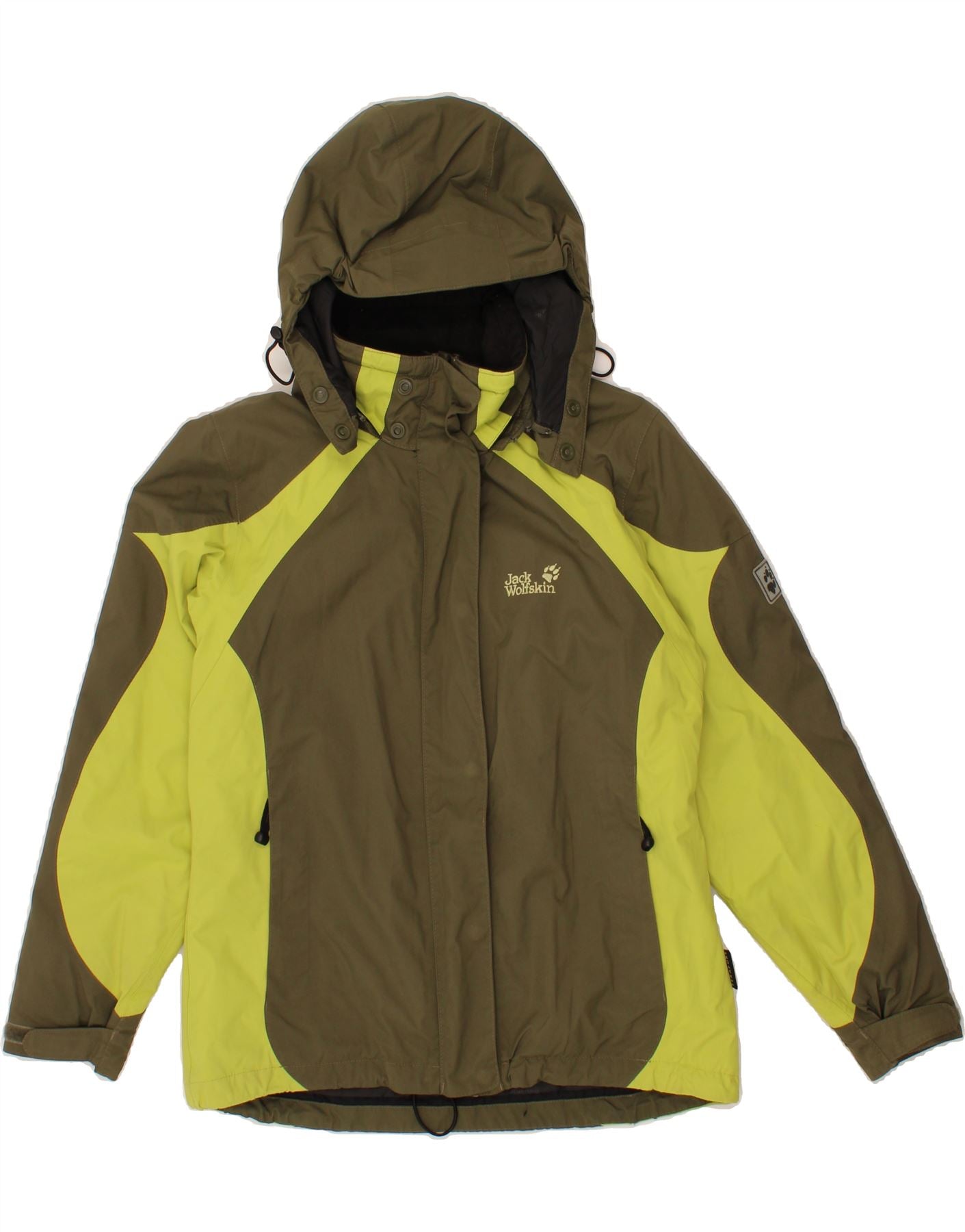 Image of JACK WOLFSKIN Womens Hooded Windbreaker Jacket UK 12/14 Medium Khaki