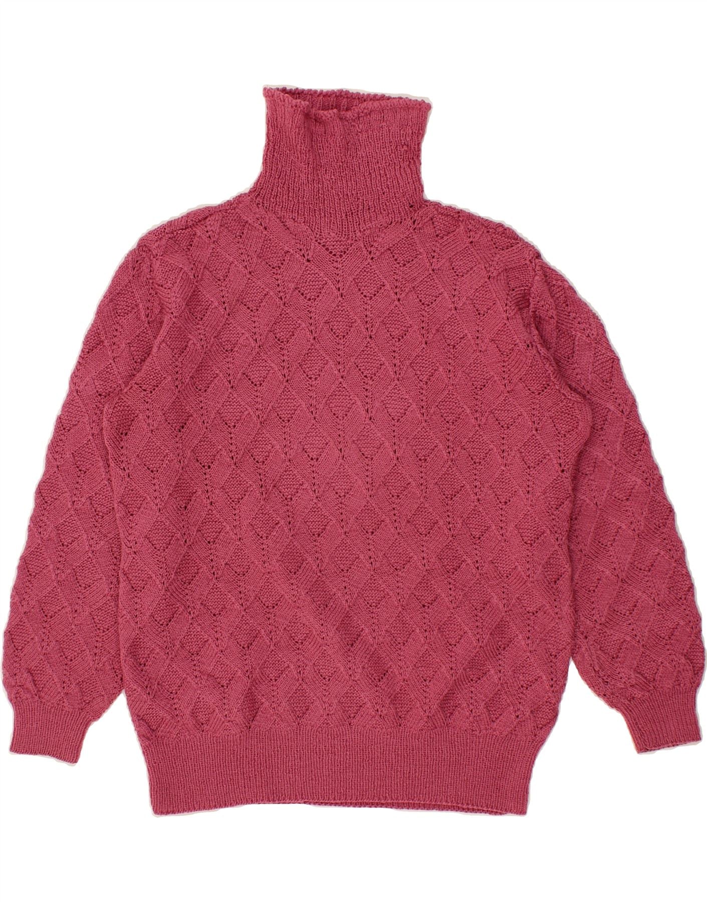 image of VINTAGE Womens Roll Neck Jumper Sweater UK 16 Large Pink