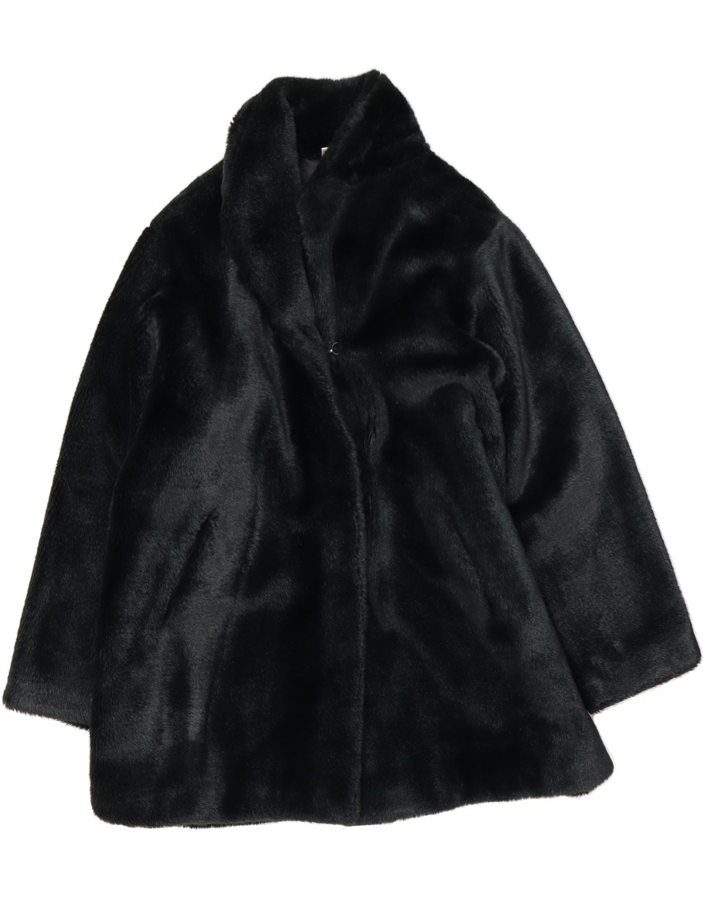 image of VINTAGE Womens Faux Fur Overcoat US 14/16 XL Black Acrylic
