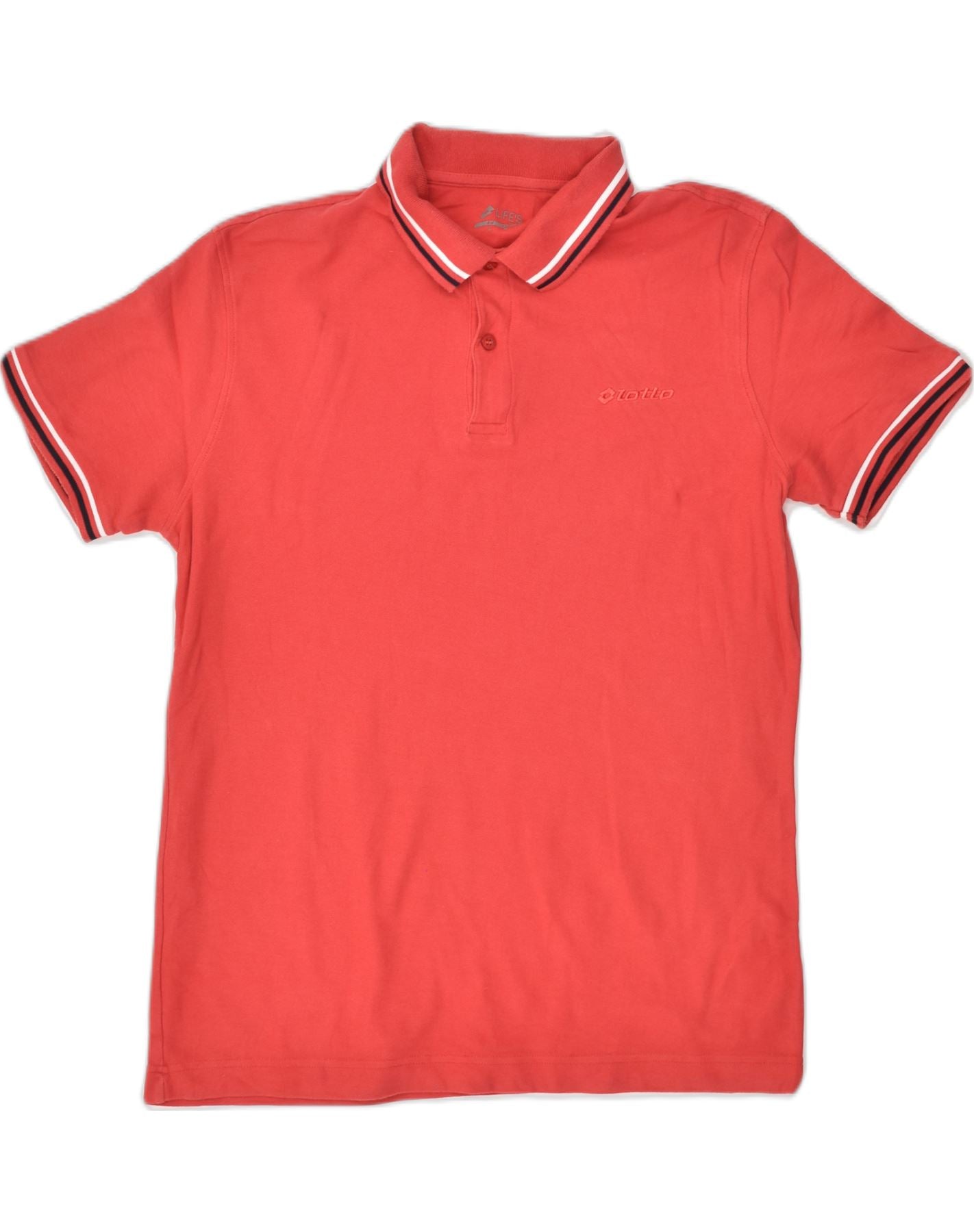 image of LOTTO Mens Slim Fit Polo Shirt Medium Red Cotton