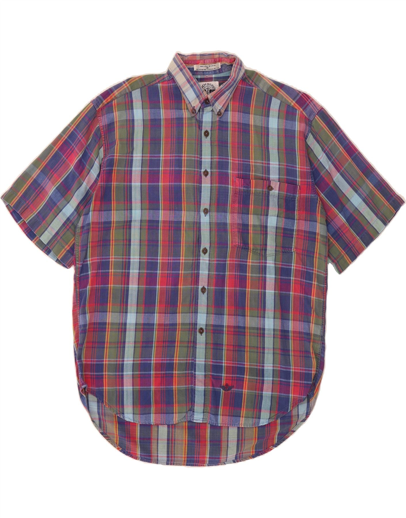 image of DOCKERS Mens Short Sleeve Shirt Medium Multicoloured Check Cotton