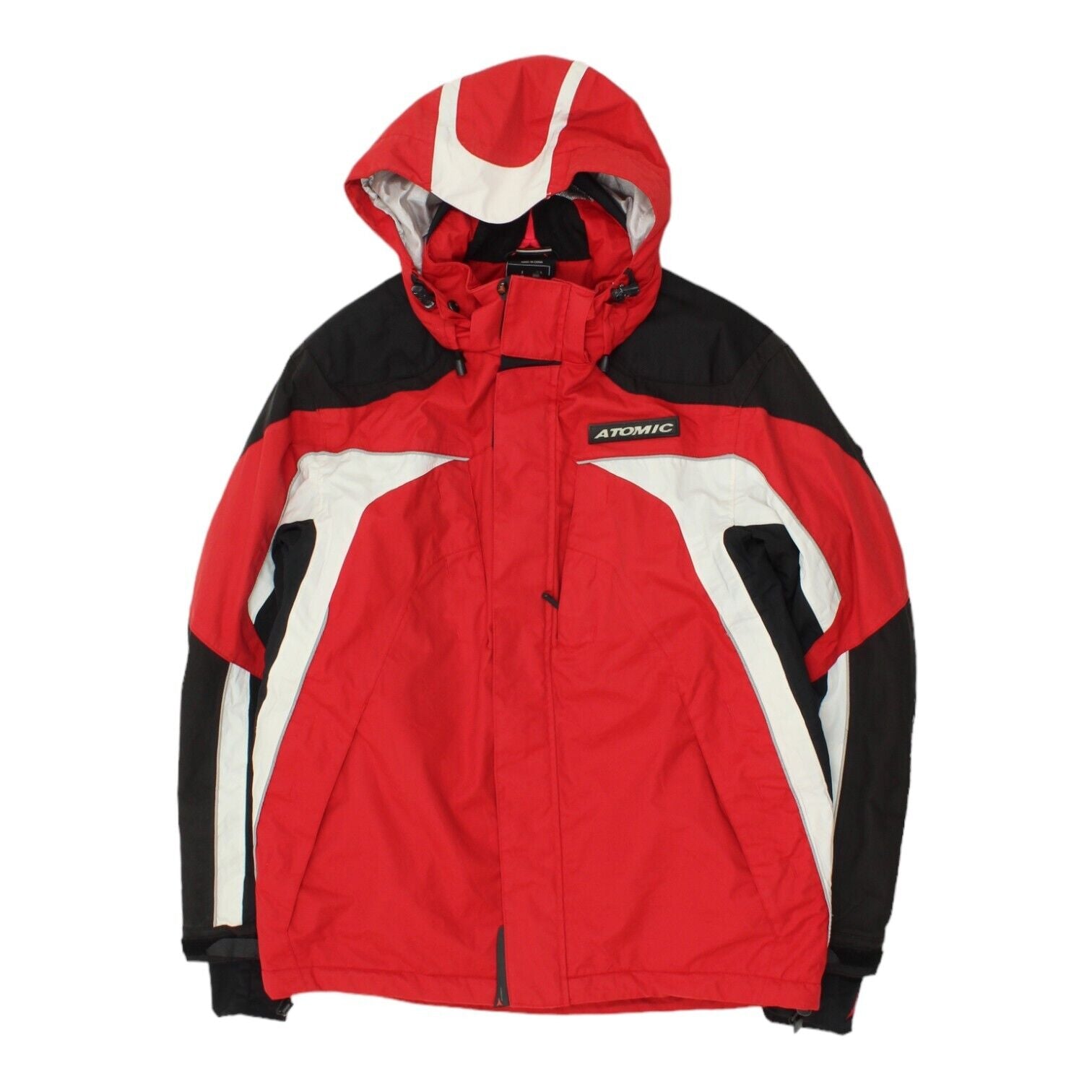 image of Atomic Snow Mens Red Black Hooded Ski Jacket | Vintage Winter Sportswear Coat