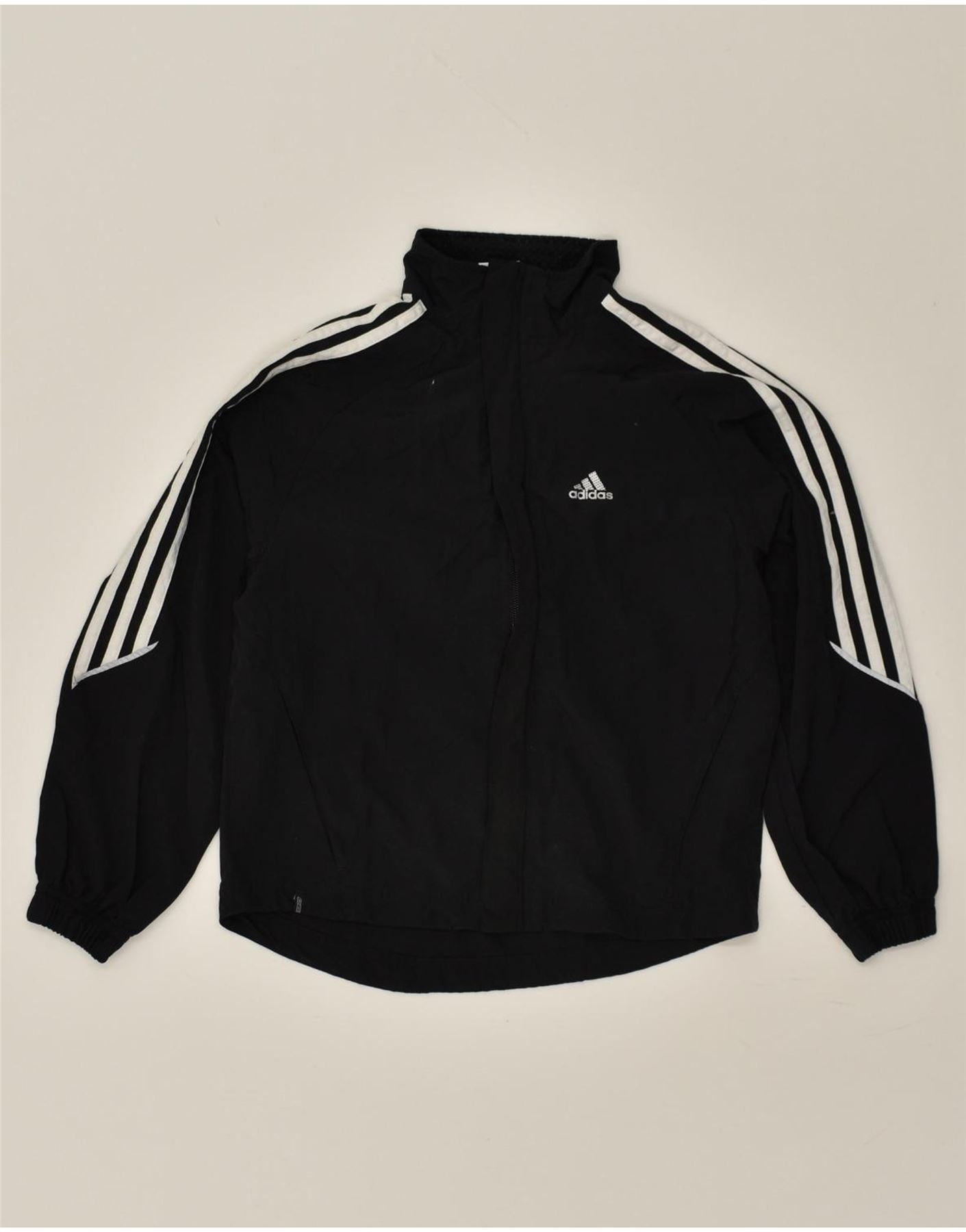 ADIDAS Boys Clima Proof Loose Fit Tracksuit Top Jacket 9-10 Years Black