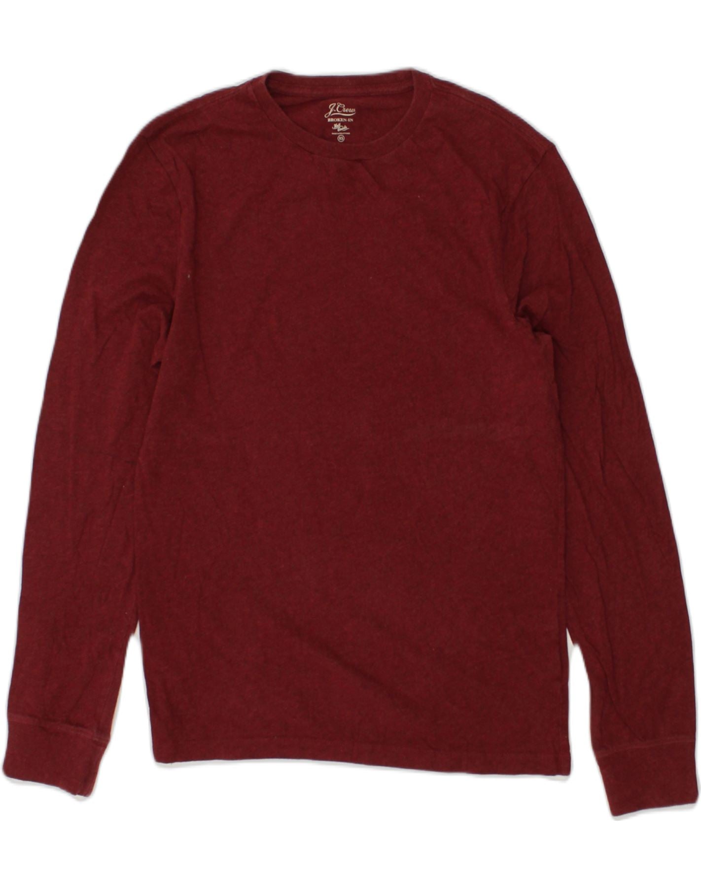 image of J. CREW Mens Broken In Top Long Sleeve XS Burgundy Cotton