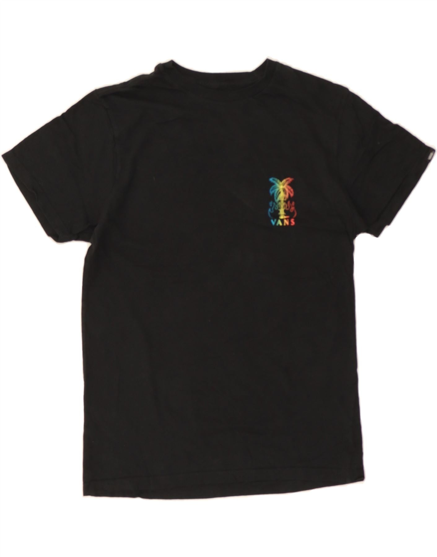 image of VANS Mens Slim Fit Graphic T-Shirt Top Small Black Cotton
