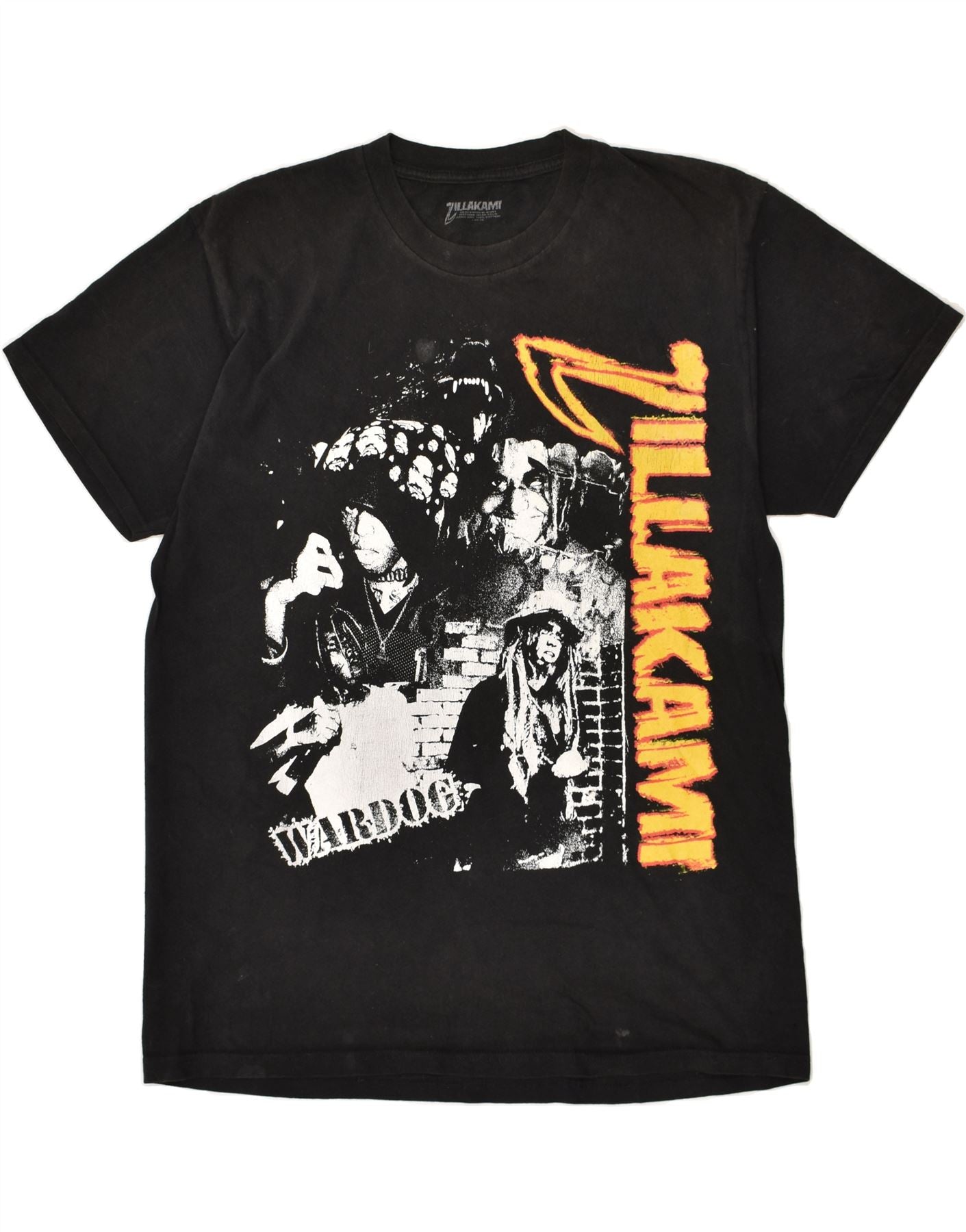 image of VINTAGE Mens ZilaKami Graphic T-Shirt Top Large Black Cotton