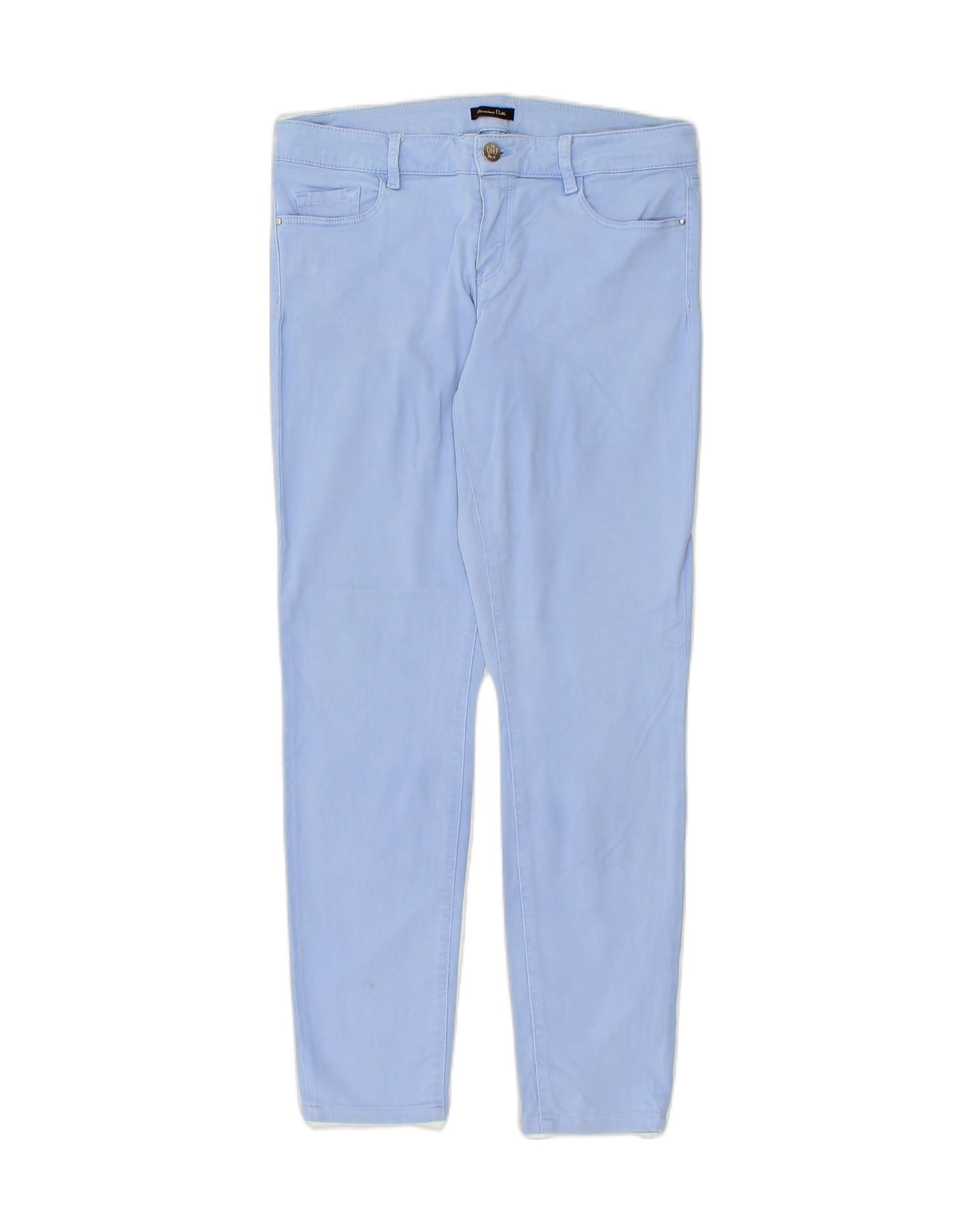 image of MASSIMO DUTTI Womens Slim Casual Trousers W30 L28 Blue Cotton