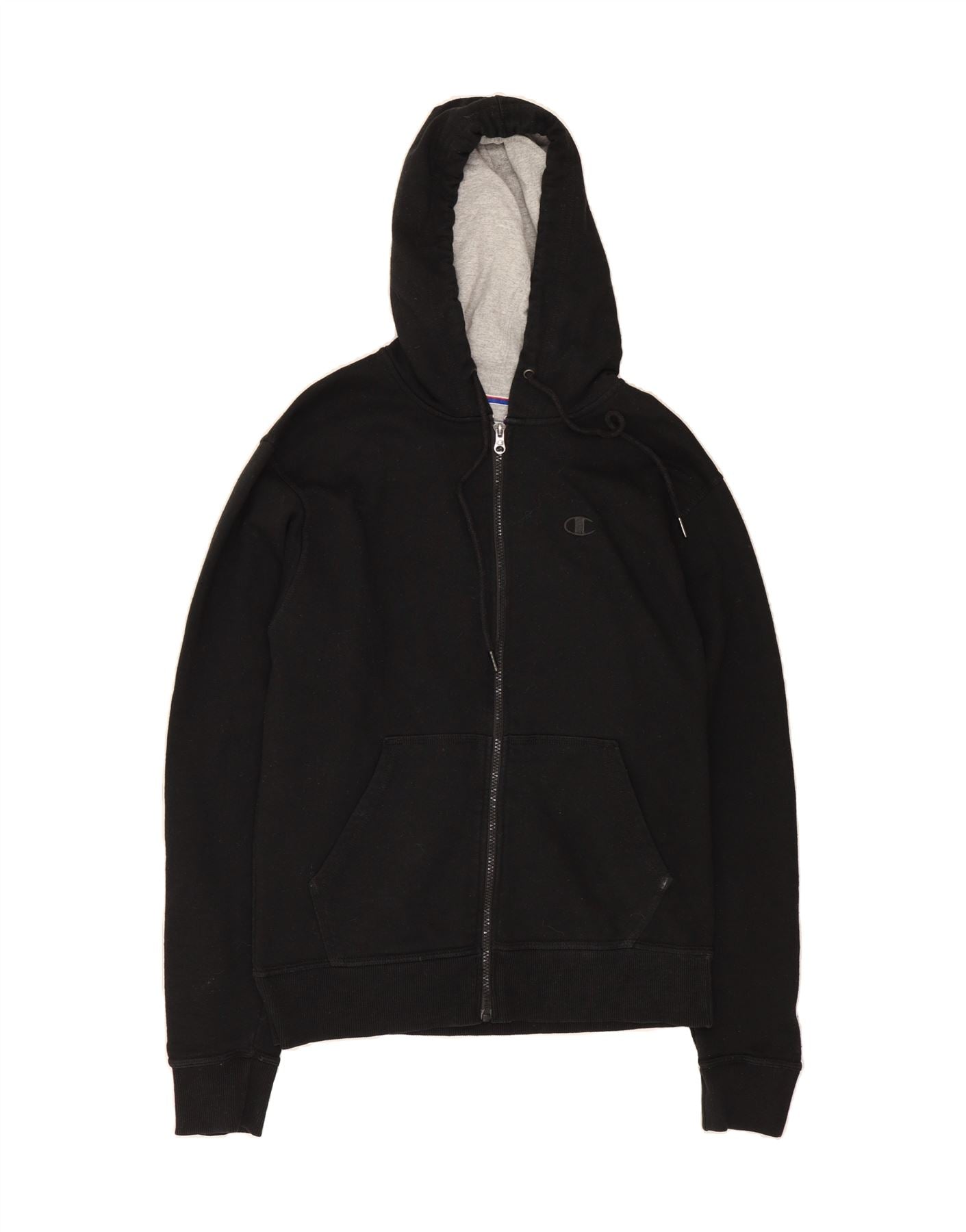 image of CHAMPION Mens Zip Hoodie Sweater Small Black Cotton