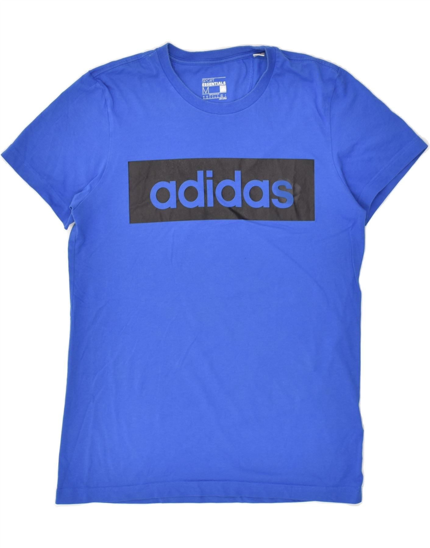 image of ADIDAS Mens Climalite Graphic T-Shirt Top Medium Blue Cotton