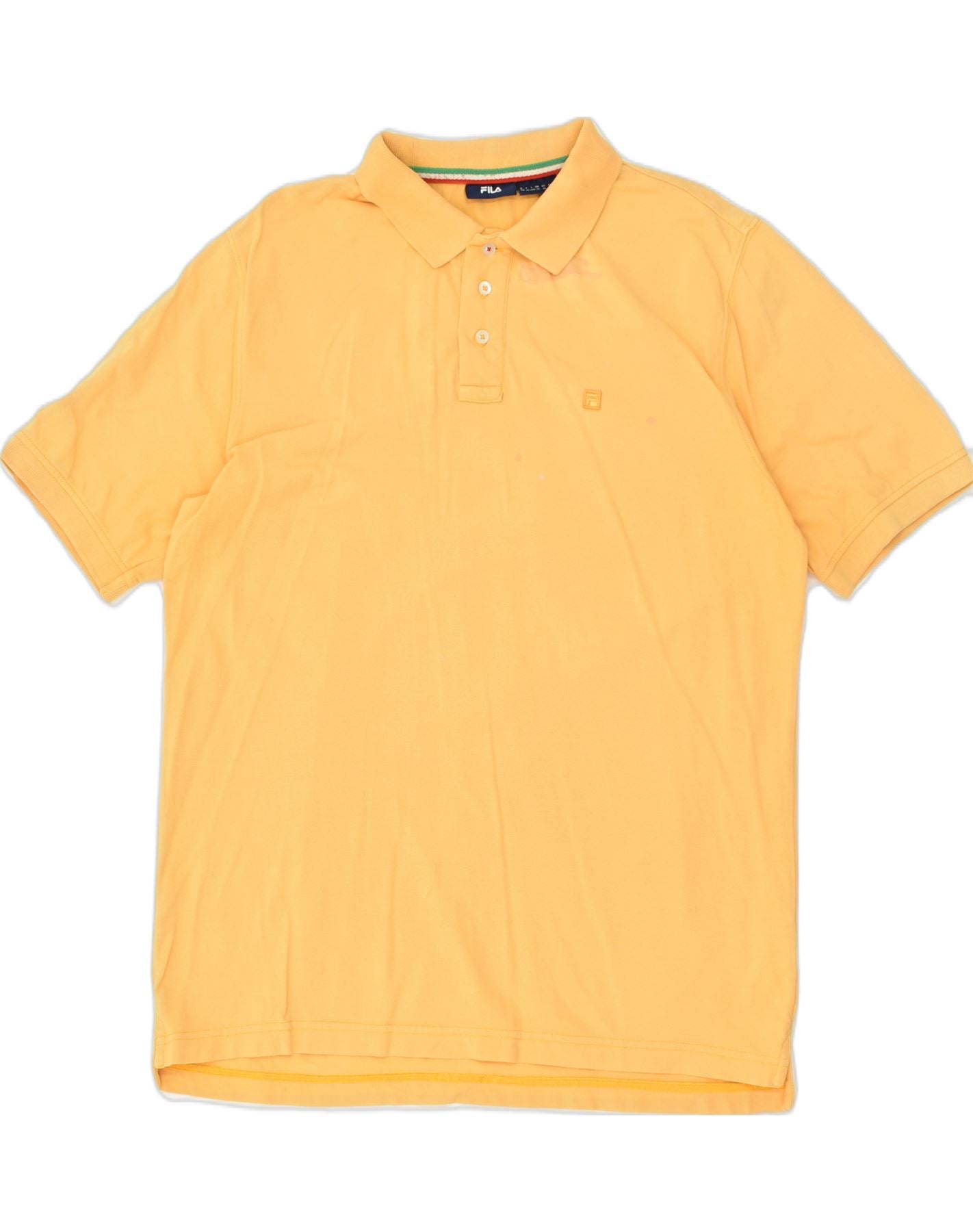 image of FILA Mens Polo Shirt XL Yellow Cotton