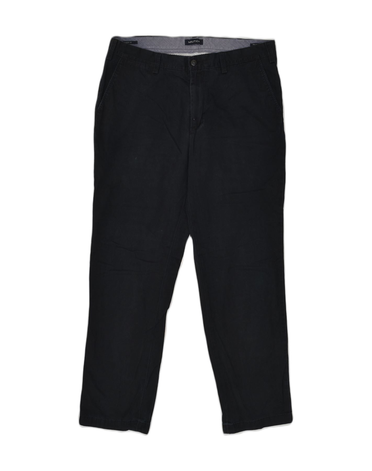 image of NAUTICA Mens The Deck Pant Slim Fit Chino Trousers W36 L32 Black Cotton