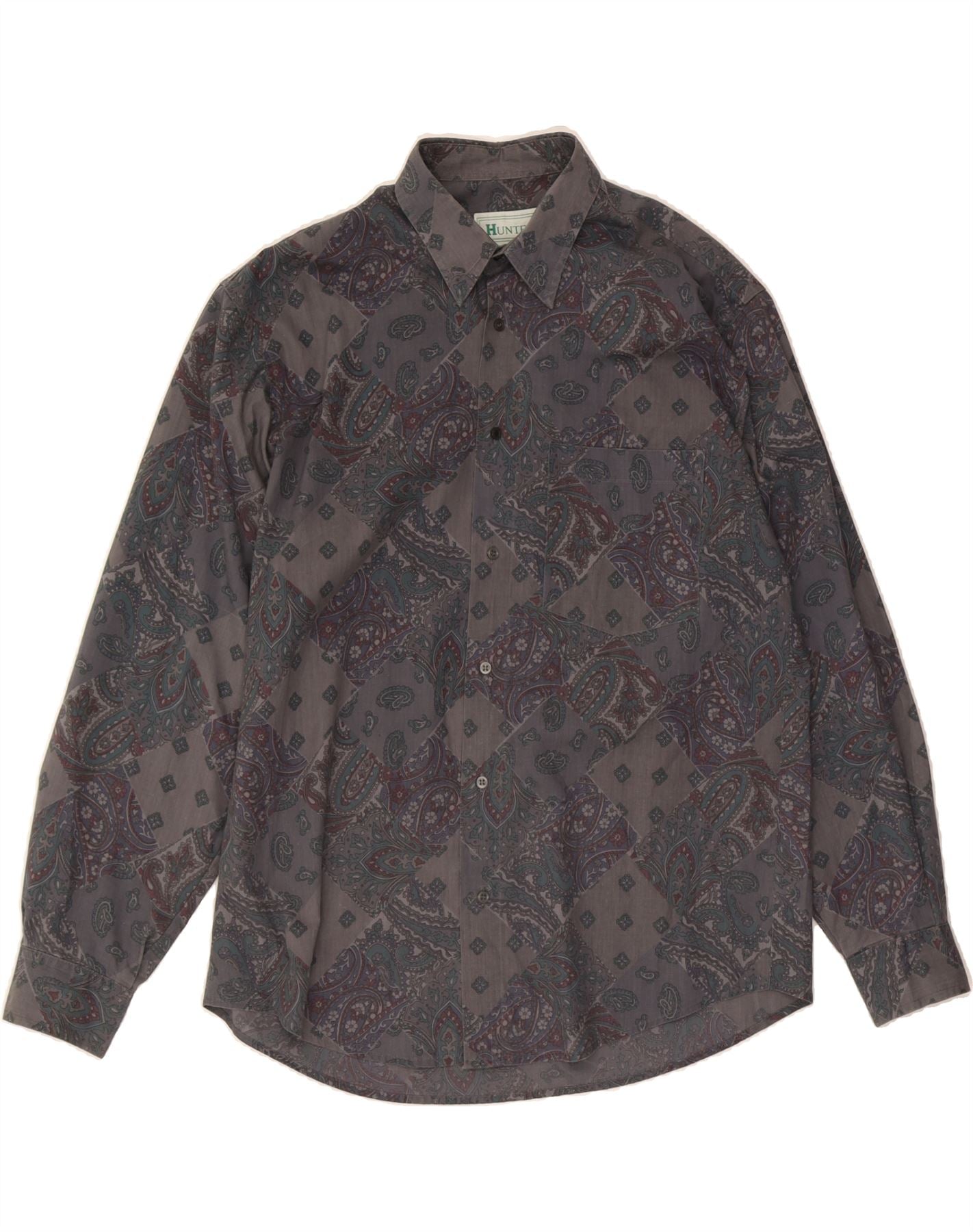 image of HUNTER Mens Shirt Medium Grey Paisley Cotton