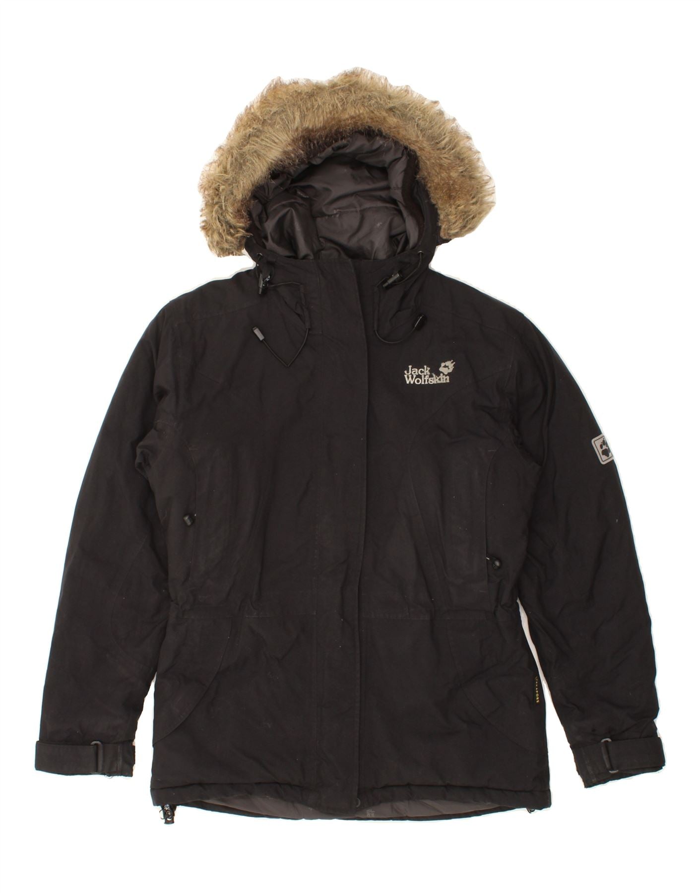 image of JACK WOLFSKIN Womens Oversized Hooded Windbreaker Jacket UK 10 Small Black